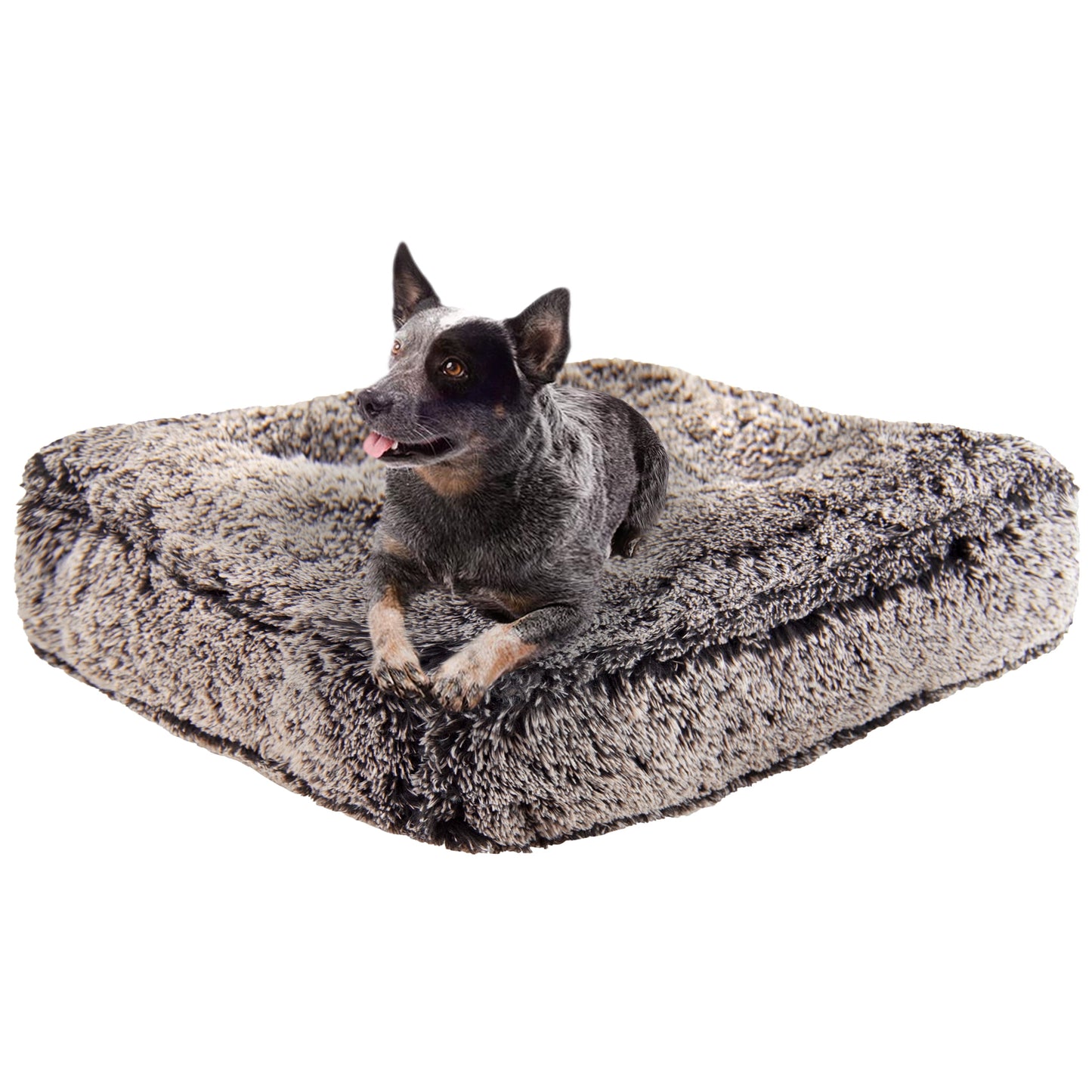 Bessie and Barnie Midnight Frost Luxury Shag Extra Plush Faux Fur Rectangle Pet/Dog Bed