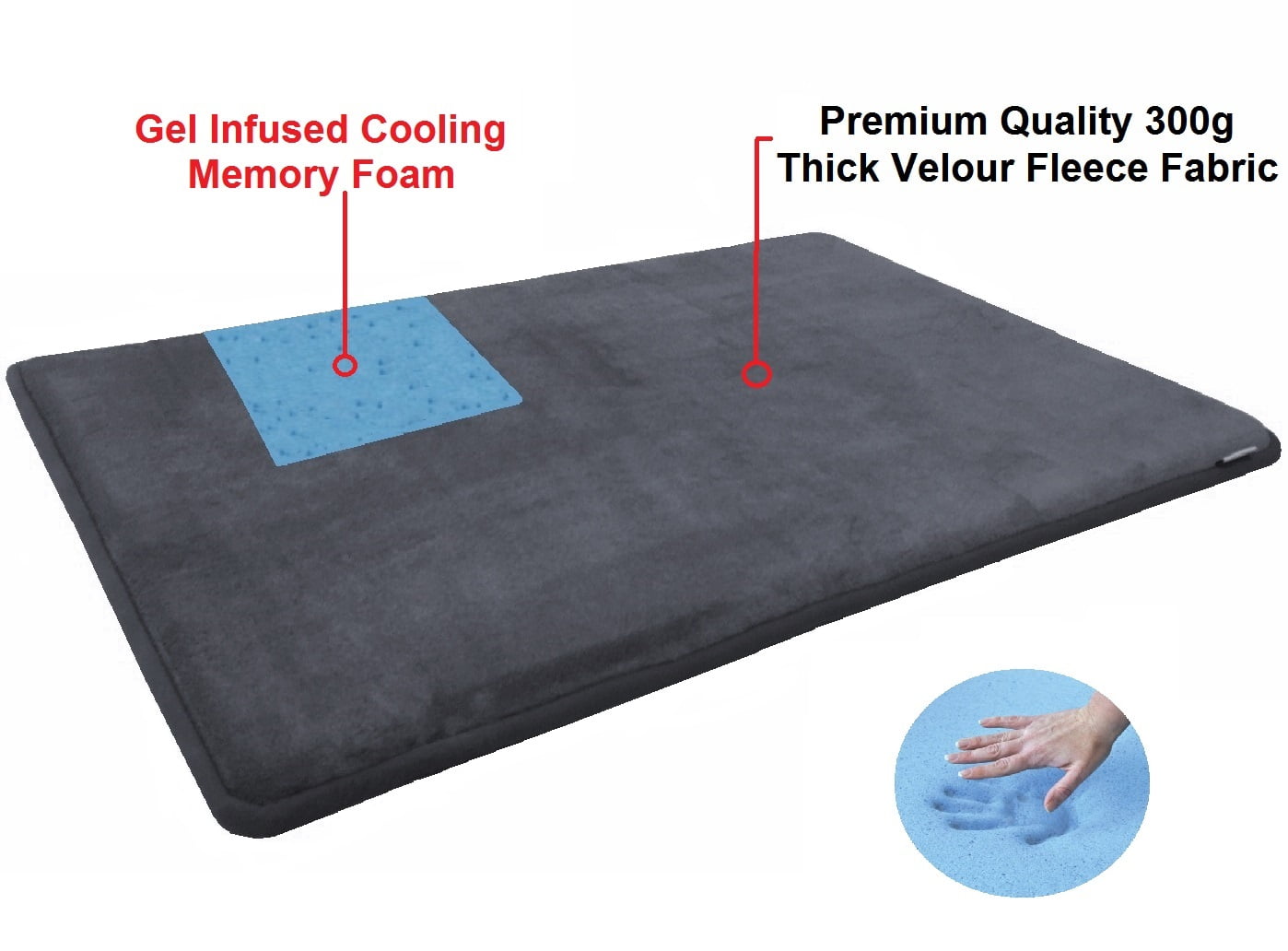 Dogbed4less Large Waterproof Memory Foam Pet Bed with Anti-Slip Bottom, Gray
