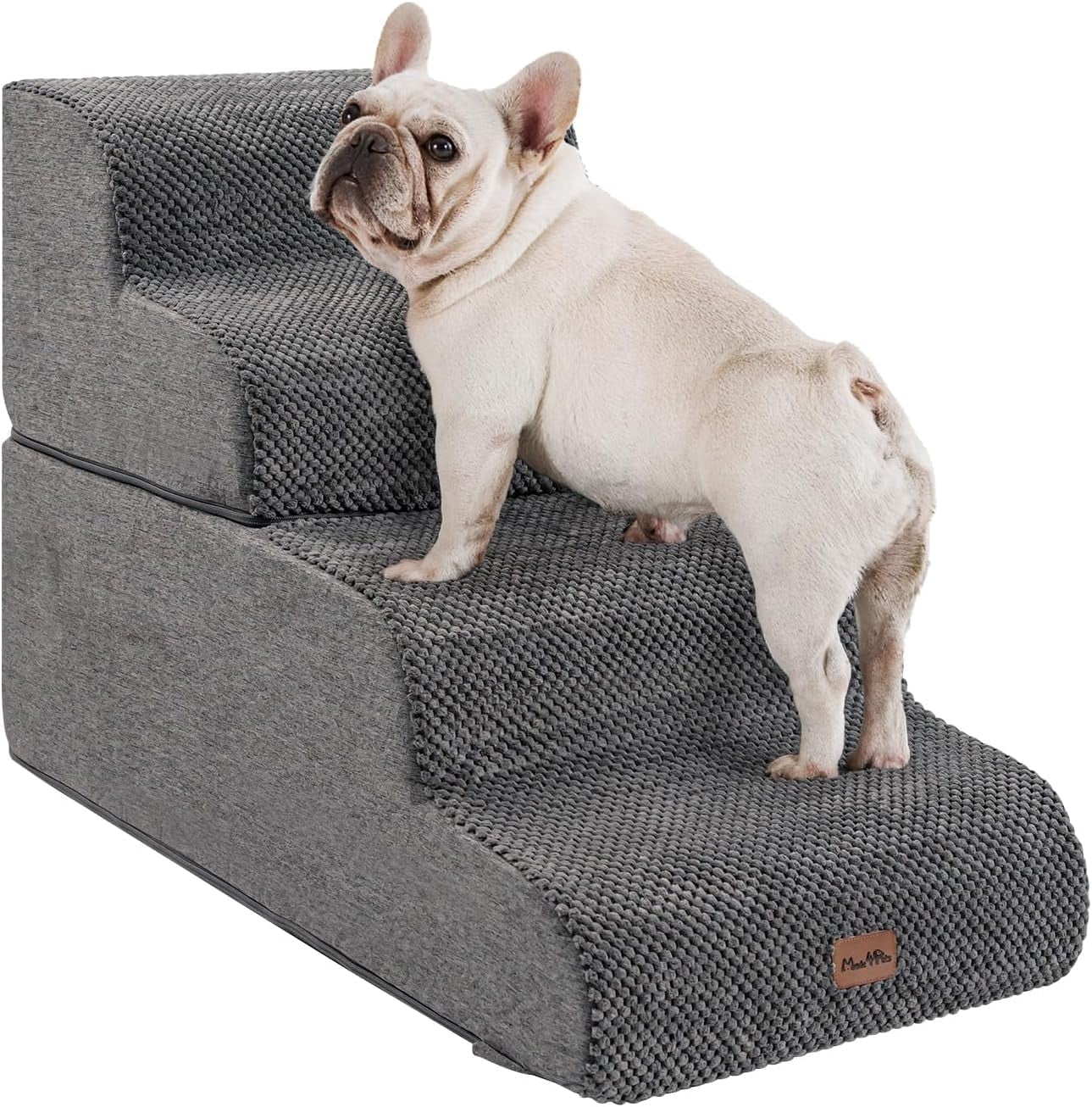 Made4Pets Dog Stairs Ramp for Bed, 4-Step Dog Steps for High Bed Couch Sofa Climbing, Gray
