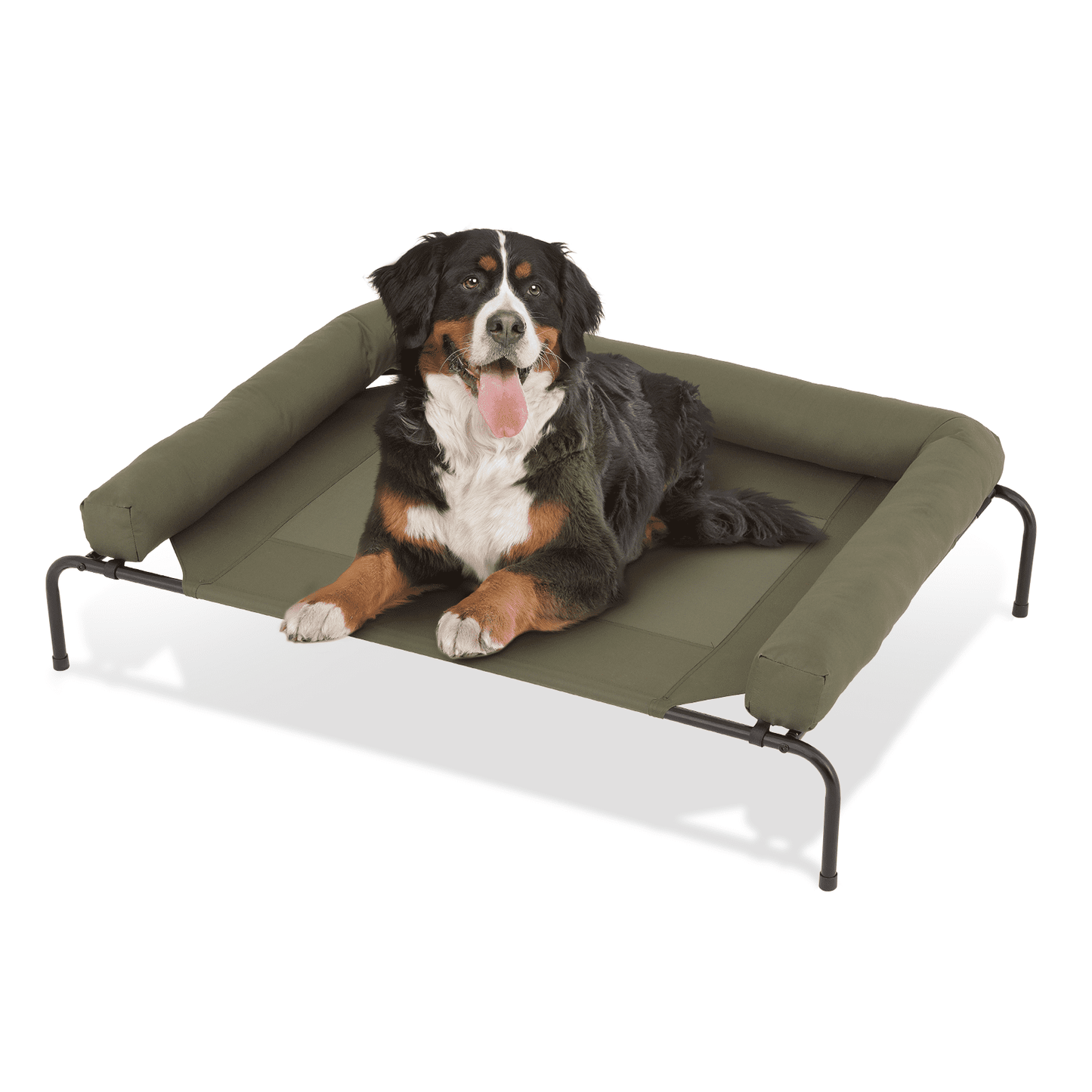 MoNiBloom Mult-size Elevated Dog Bed, Portable Raised Pet Cot with Bolster, Breathable Mesh, Skid-Resistant Feet for Small Pet, Light Brown