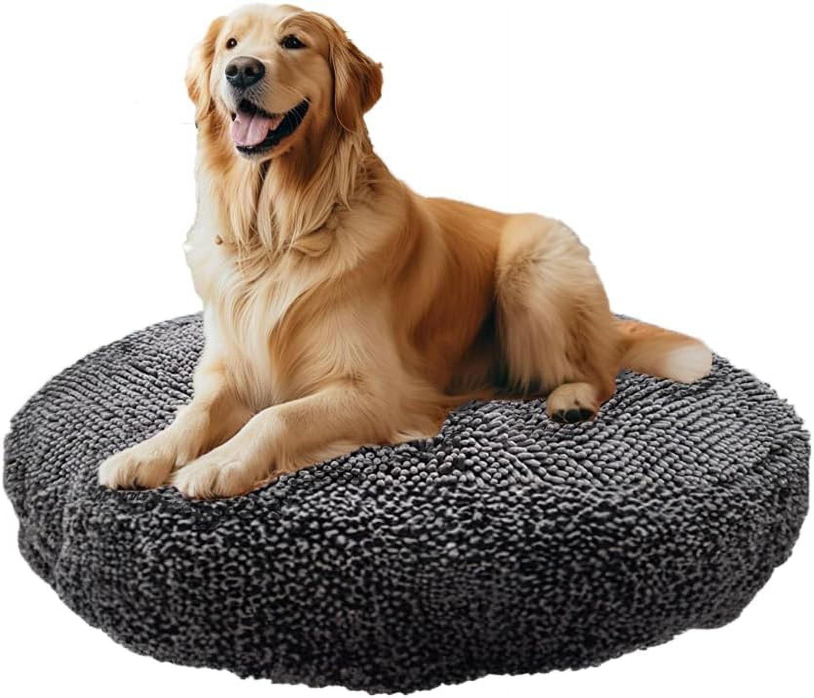 Muddy Mat® Cloud K-9 Bed for Dogs & Cats, Soft & Relaxing Round Dog Bed, Chenille Material, Removable Cover, Washable & Dryer Safe–Grey Large(40"x40")