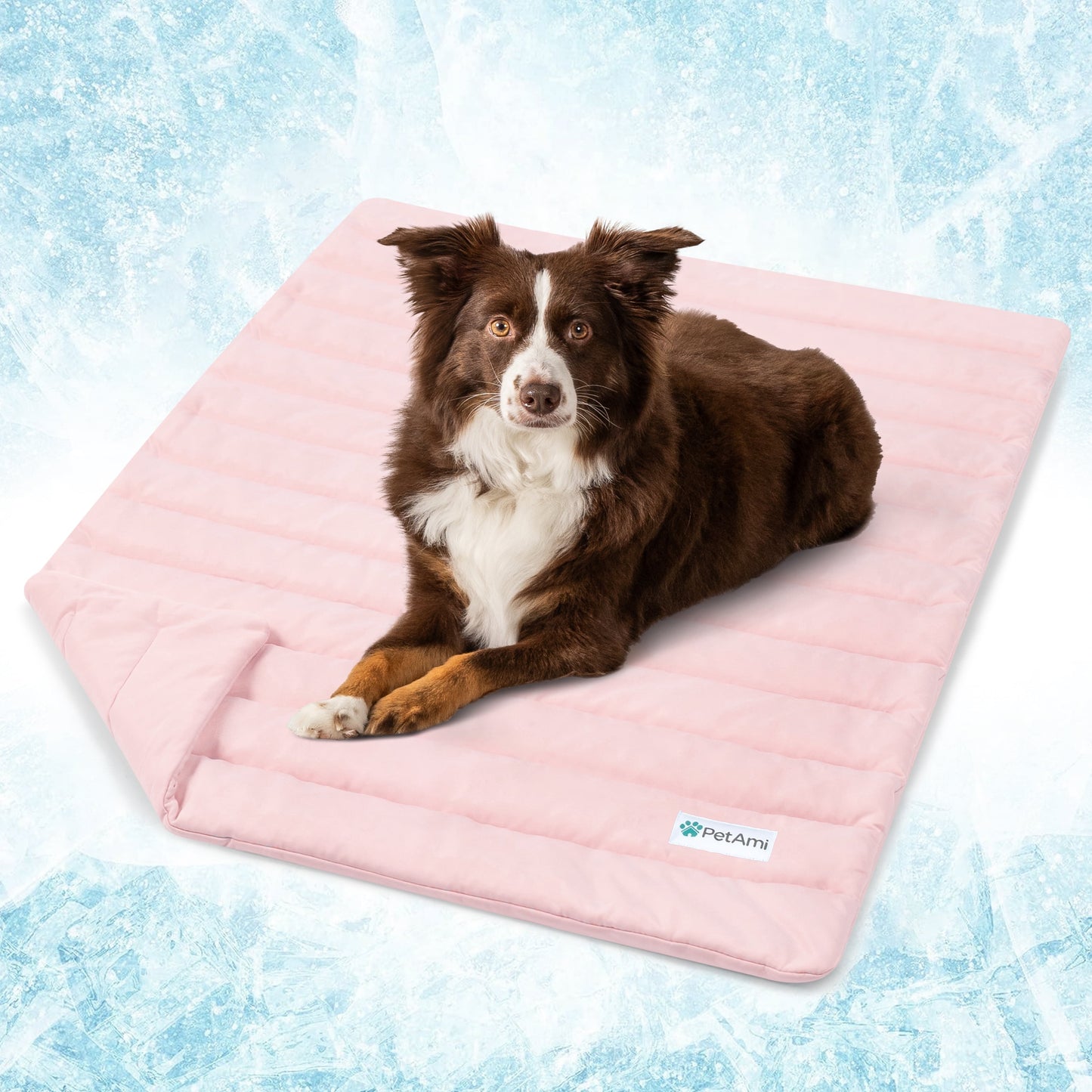 PetAmi Cooling Mat for Dog, Premium Pet Cooling Blanket for Crate Kennel, Indoor Cat Cool Sleeping Pad, Q-MAX Cold Sofa Couch Cover for Summer, Gray/Light Grey, Medium (29x40)