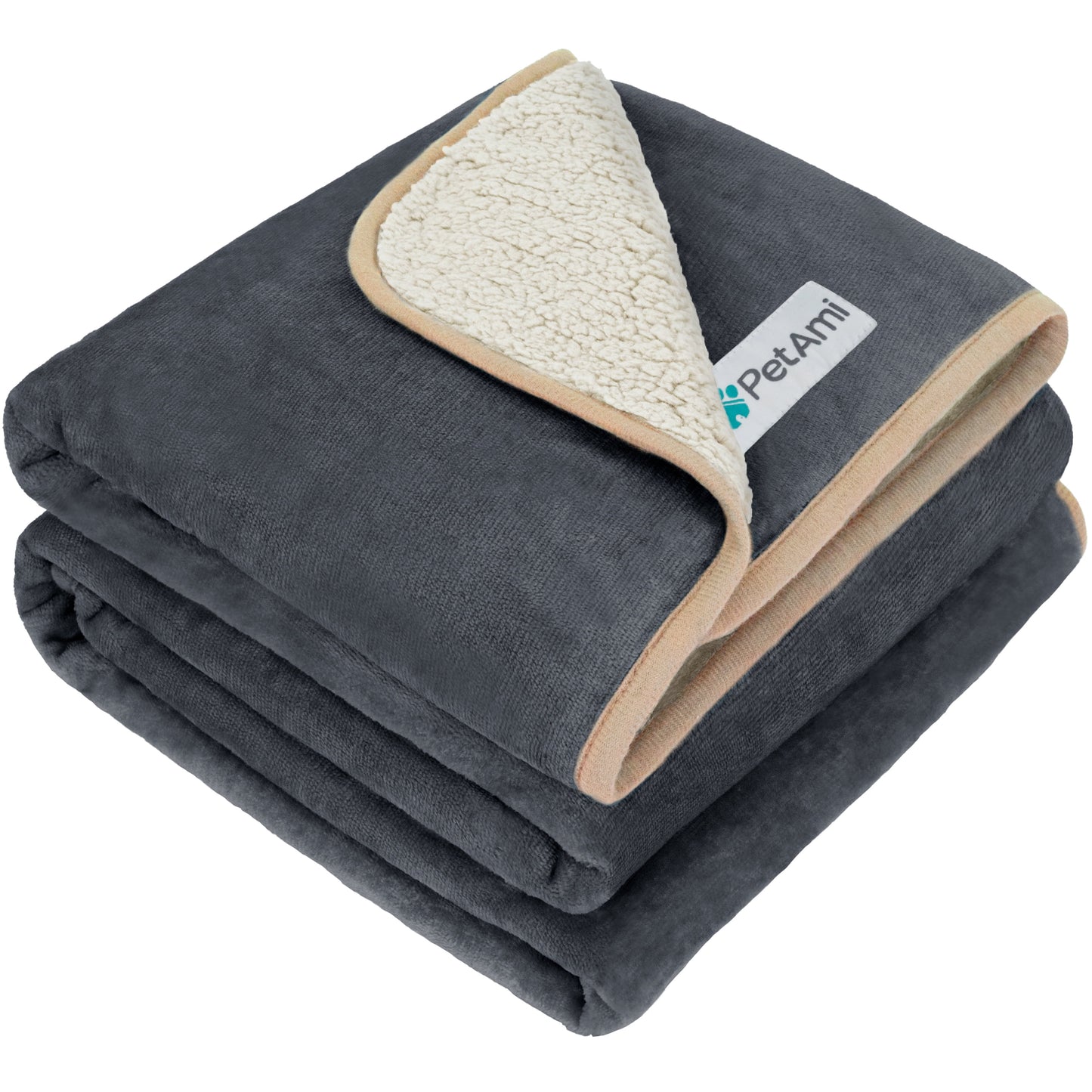 PetAmi Waterproof Dog Blanket For Small Medium Dogs, Pee Proof Pet Blanket Sherpa Fleece Couch Cover, Reversible Cat Throw Bed Sofa Protector, Soft Plush Washable Pad (Medium 29x40, Beige)