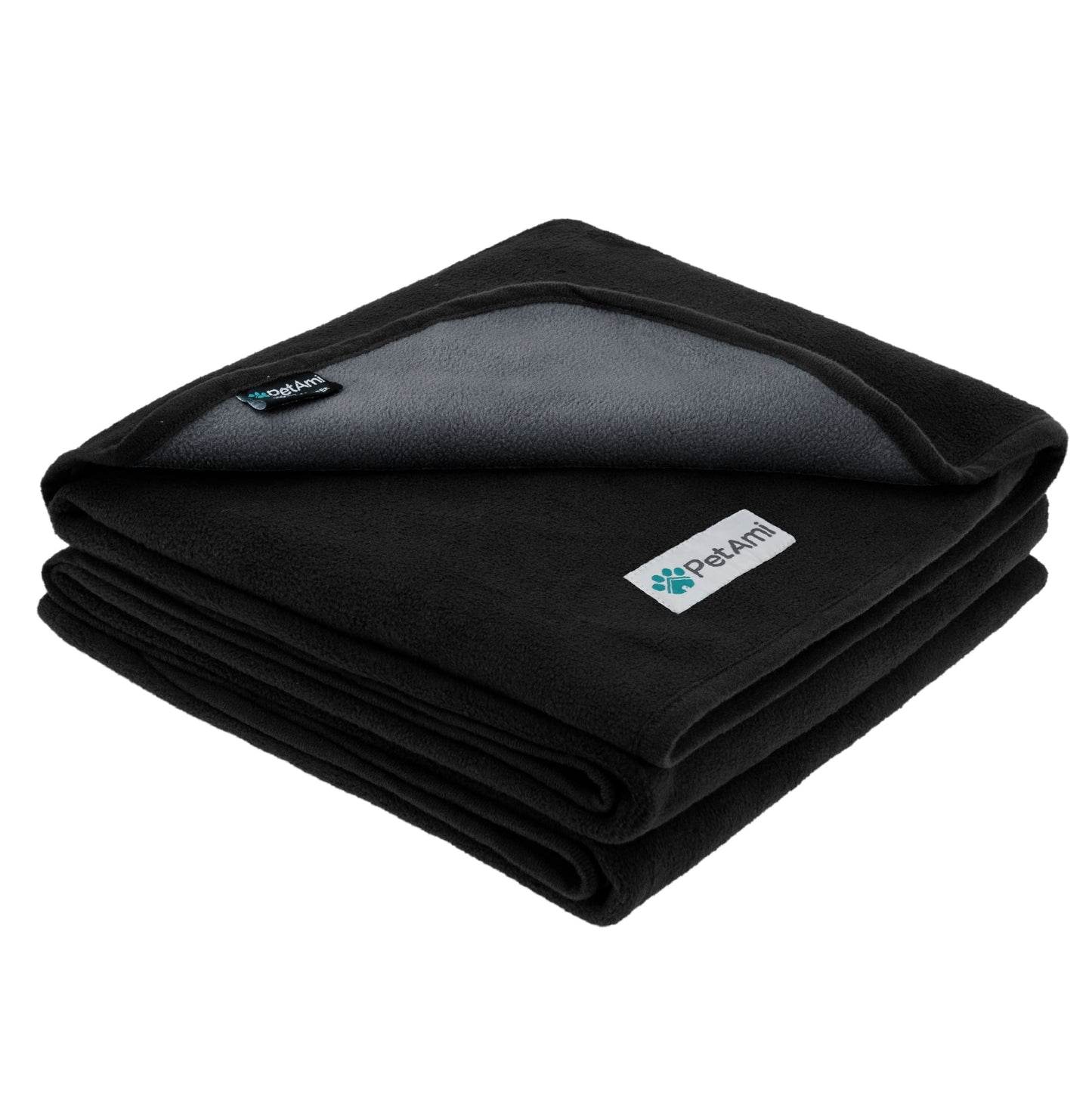 PetAmi Waterproof Dog Blanket For Small Medium Dog, Pet Puppy Blanket Couch Cover Protection, Fleece Cat Washable Throw, Couch Sofa Furniture Protector, Reversible Soft Plush, 29x40 Black/Gray