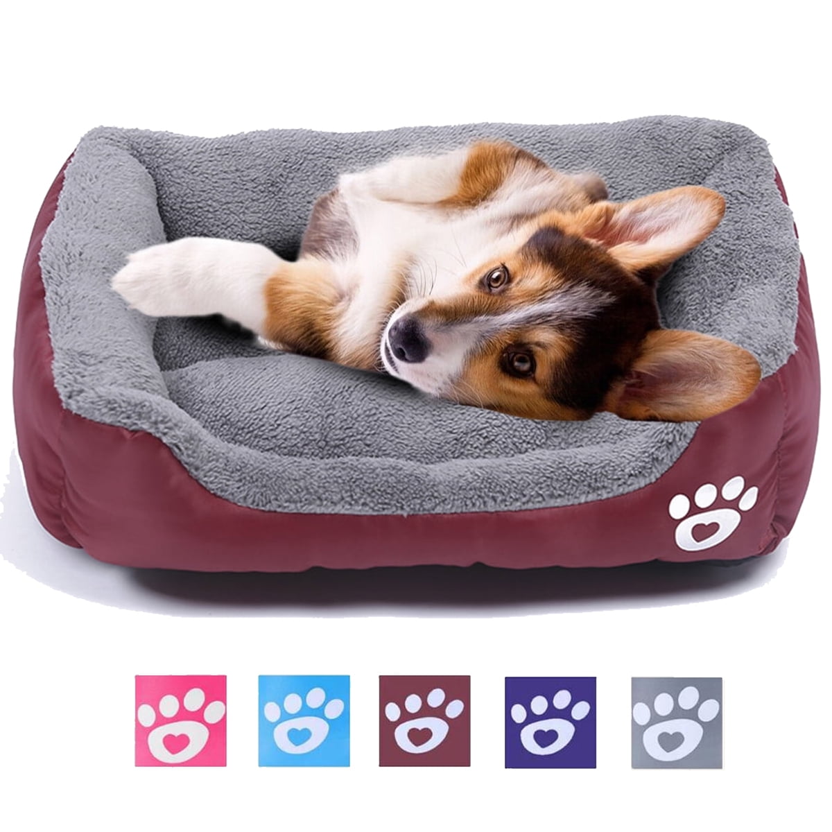 PinkSheep Dog Bed Washable Pet Cat Beds for Small Puppy Medium Dogs Cats, Wine Red