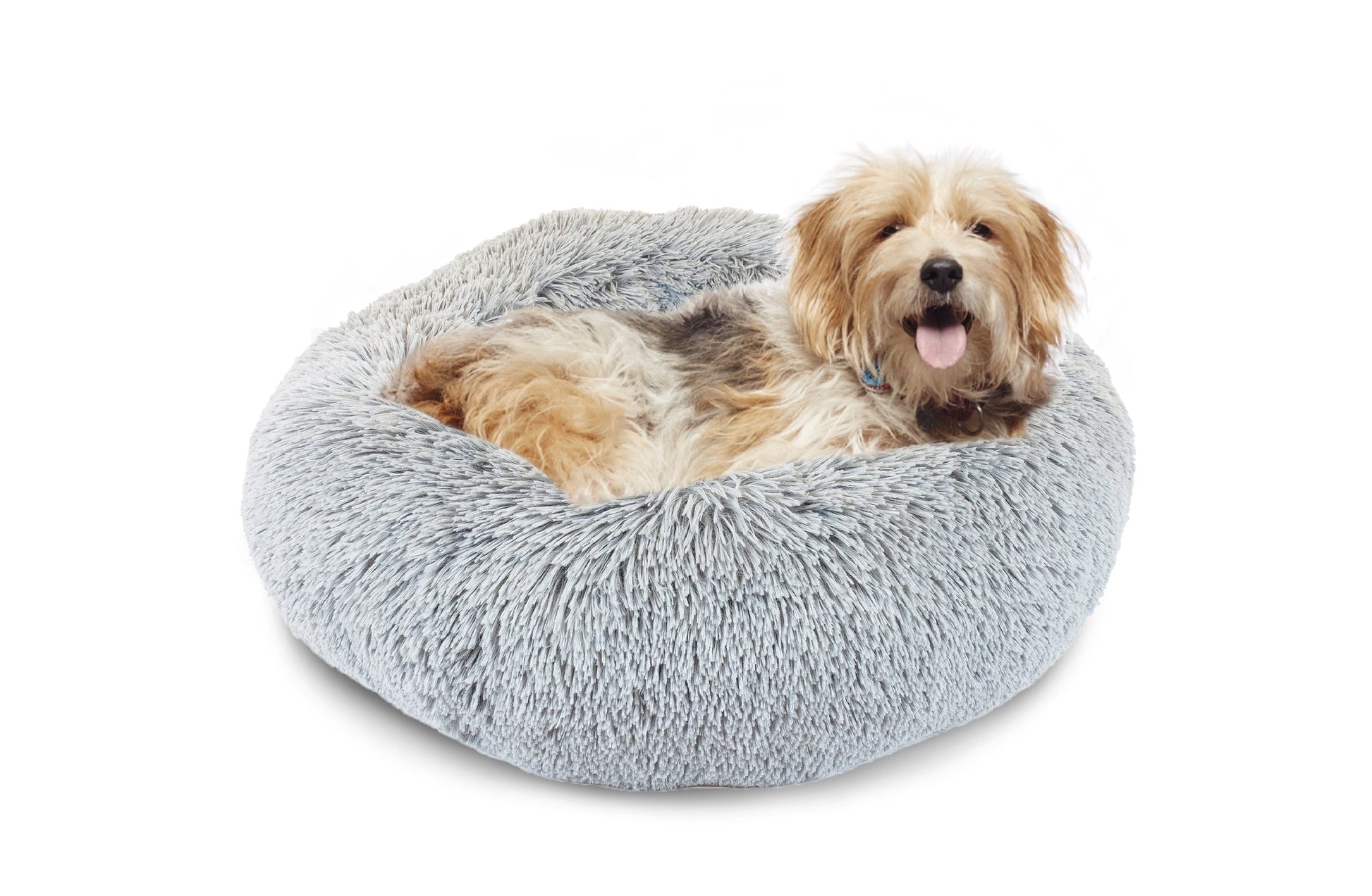 Precious Tails Super Luxe Shaggy Faux Fur Donut Bolster Dog Cat Bed - Small