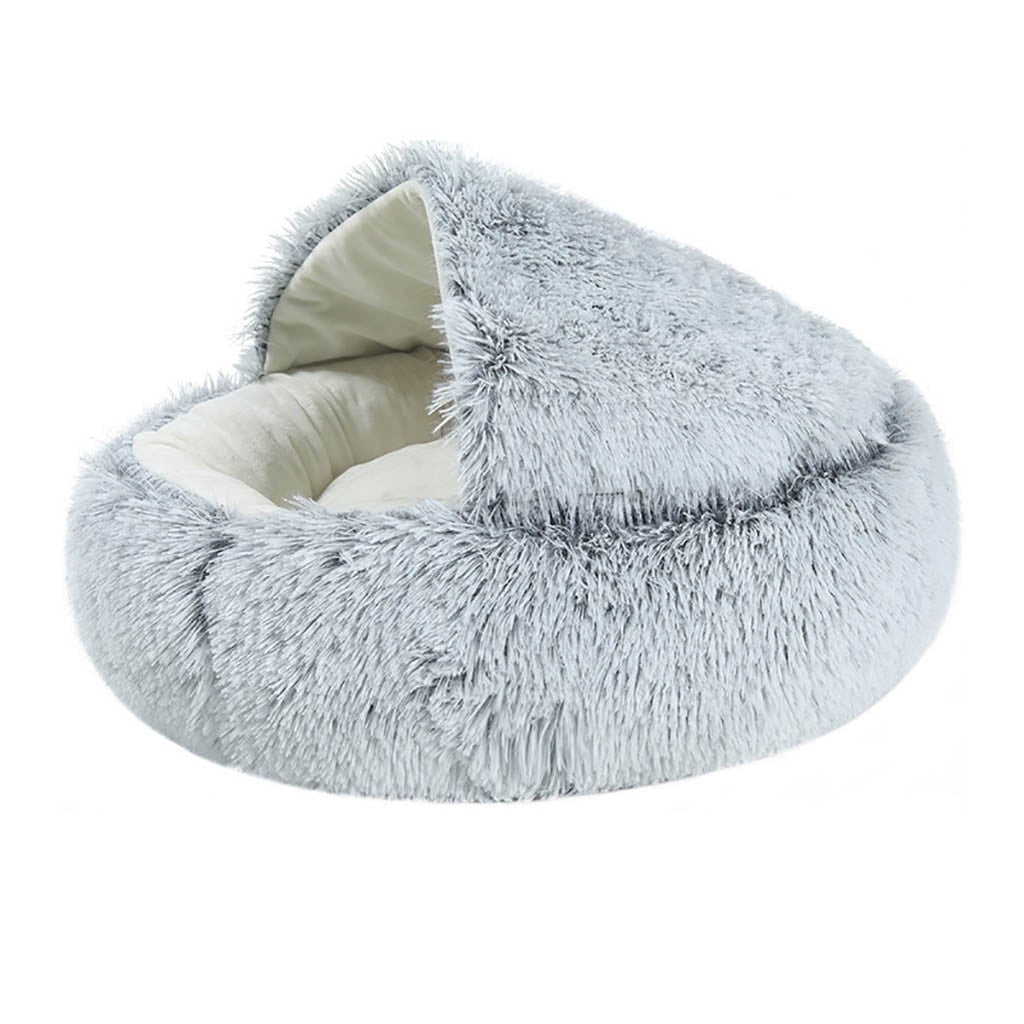 VANLOFE Pet Beds Under 10 Cat House Dog Round Cat Winter Warm Sleeping Bag Long Plush Soft Pet Bed Calming Bed