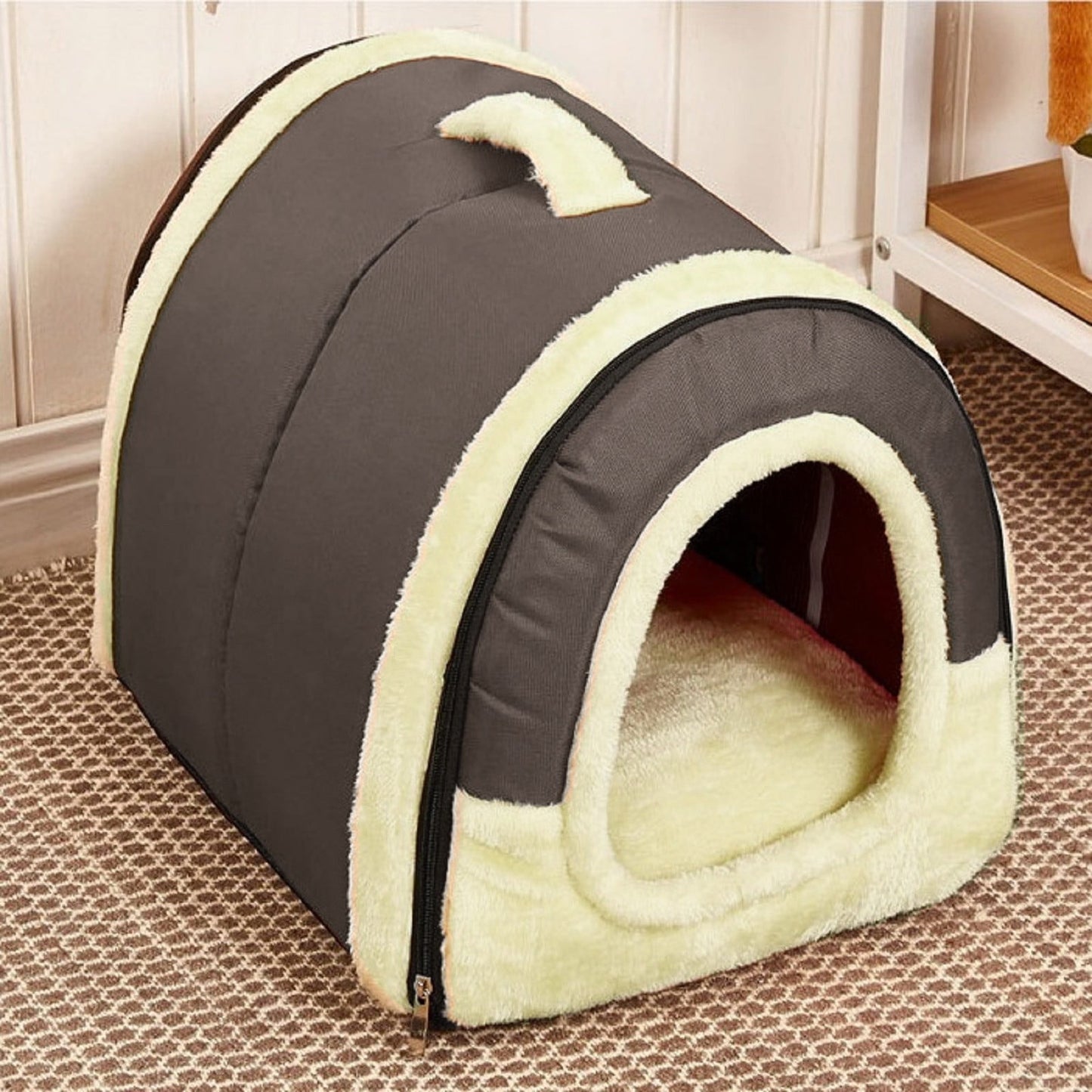 Infidev Plush Cozy Cave Dog Bed for Deep Sleep, Comfortable Kennel for Dogs 11.8" W x 13.7" L