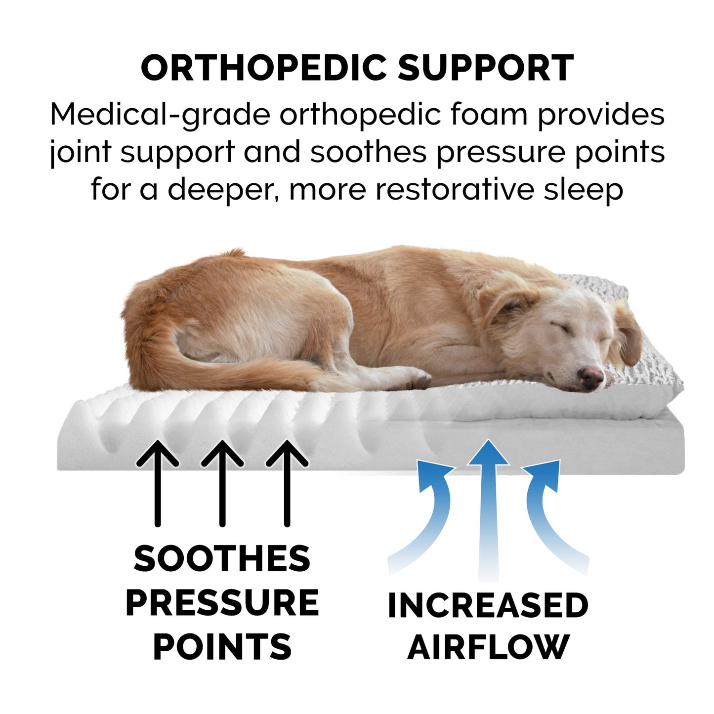 FurHaven Pet Products Embossed Faux Fur & Suede Orthopedic Pillow Top Mattress Pet Bed for Dogs & Cats - Gray, Large
