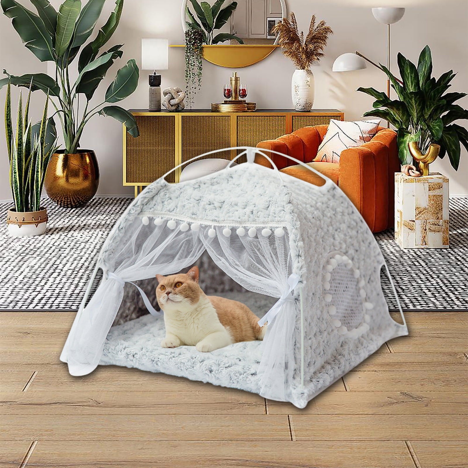 OAVQHLG3B Cats Dogs Bed For Indoor Cats Dogs Bed, Cats Dogs Cave Bed, Warm Enclosed Covered Cats Tent,Outdoor Cave Bed House For Cats,Puppy Or Small Pet With Ventilation