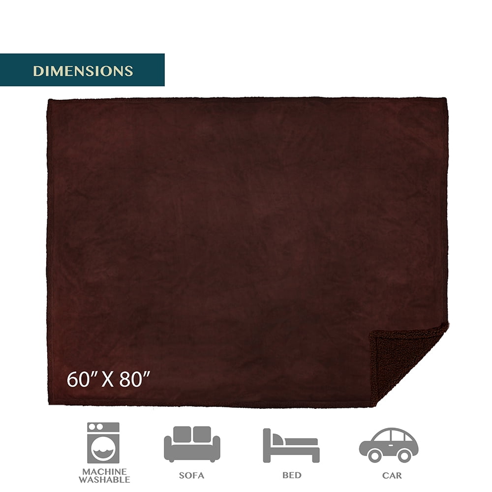 PAVILIA WATERPROOF Blanket For Couch, Sofa | Waterproof Dog Blanket for Large Dog, Puppy, Cat | Pet Blanket Protector | Plush Soft Warm Fuzzy Sherpa Blanket Bed Throw, Brown, 60x80