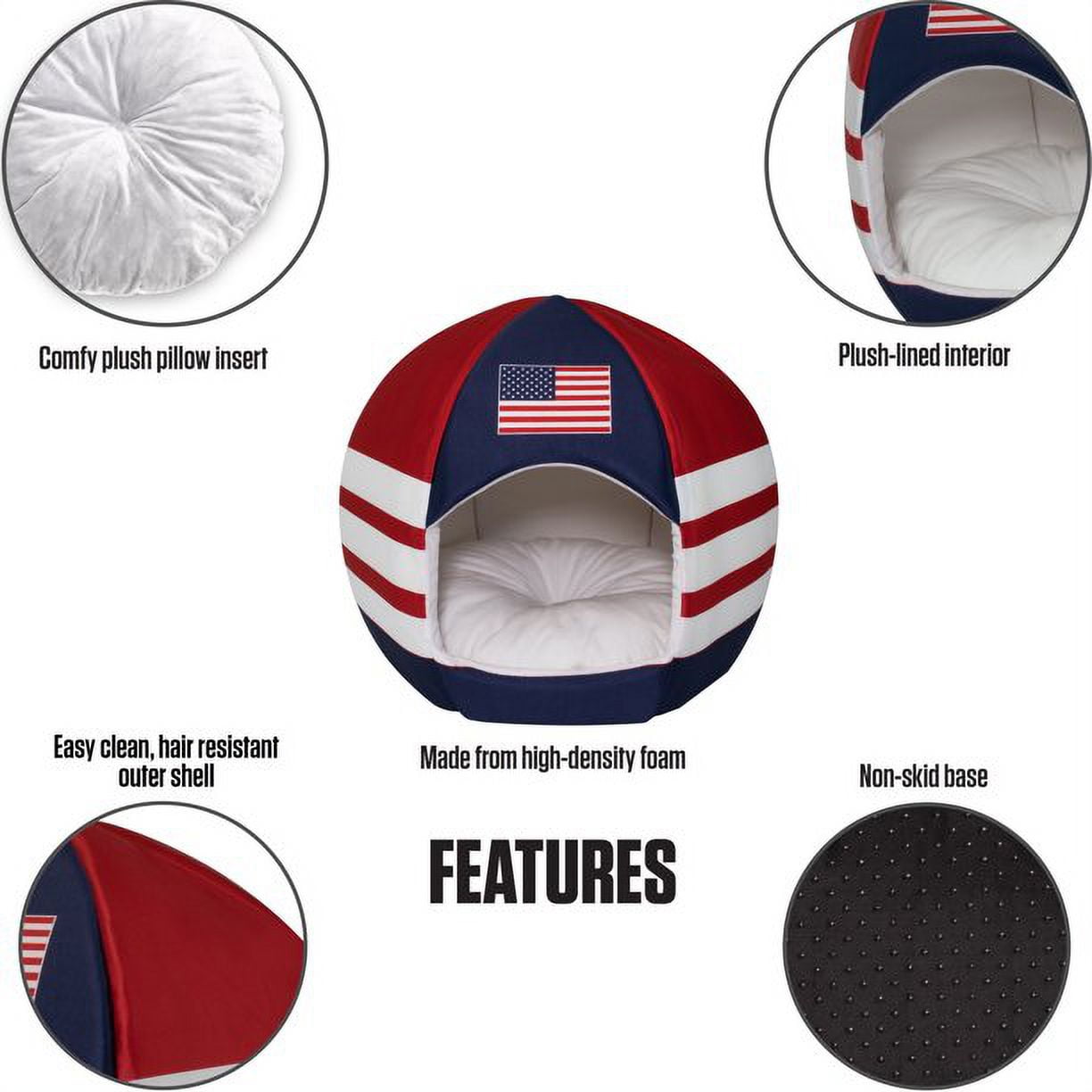 Maccabi Art US Country-Sport Ball Pet Bed for Dogs, Cats - Small