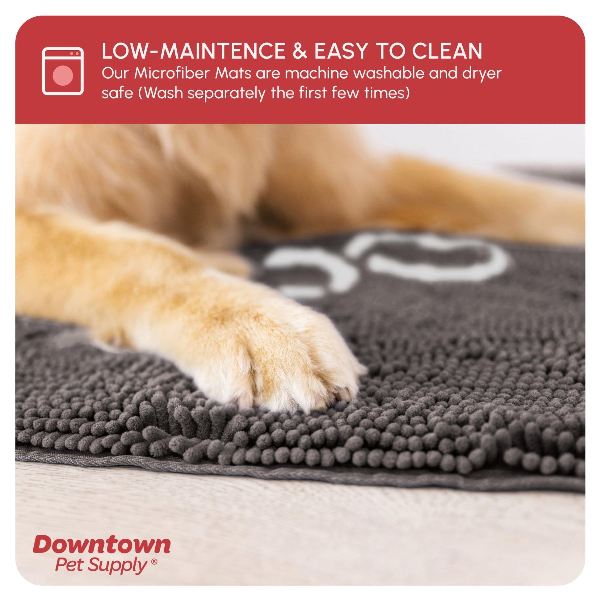 My Doggy Place Dog Mat for Muddy Paws, Washable Dog Door Mat, Ash, M