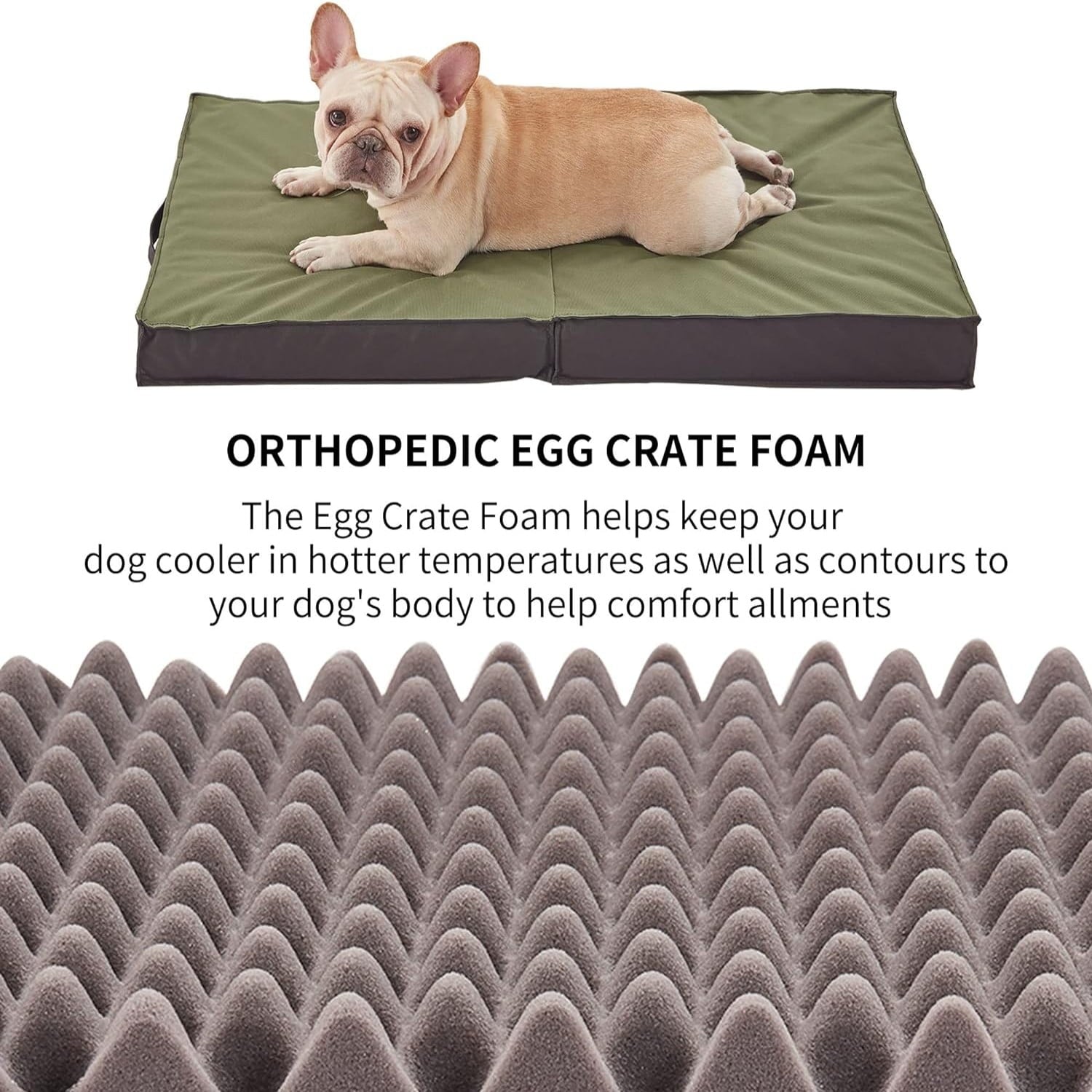 WATANIYA Foldable Travel Dog Bed, Outdoor Waterproof Orthopedic Pet Bed Mattress, Green