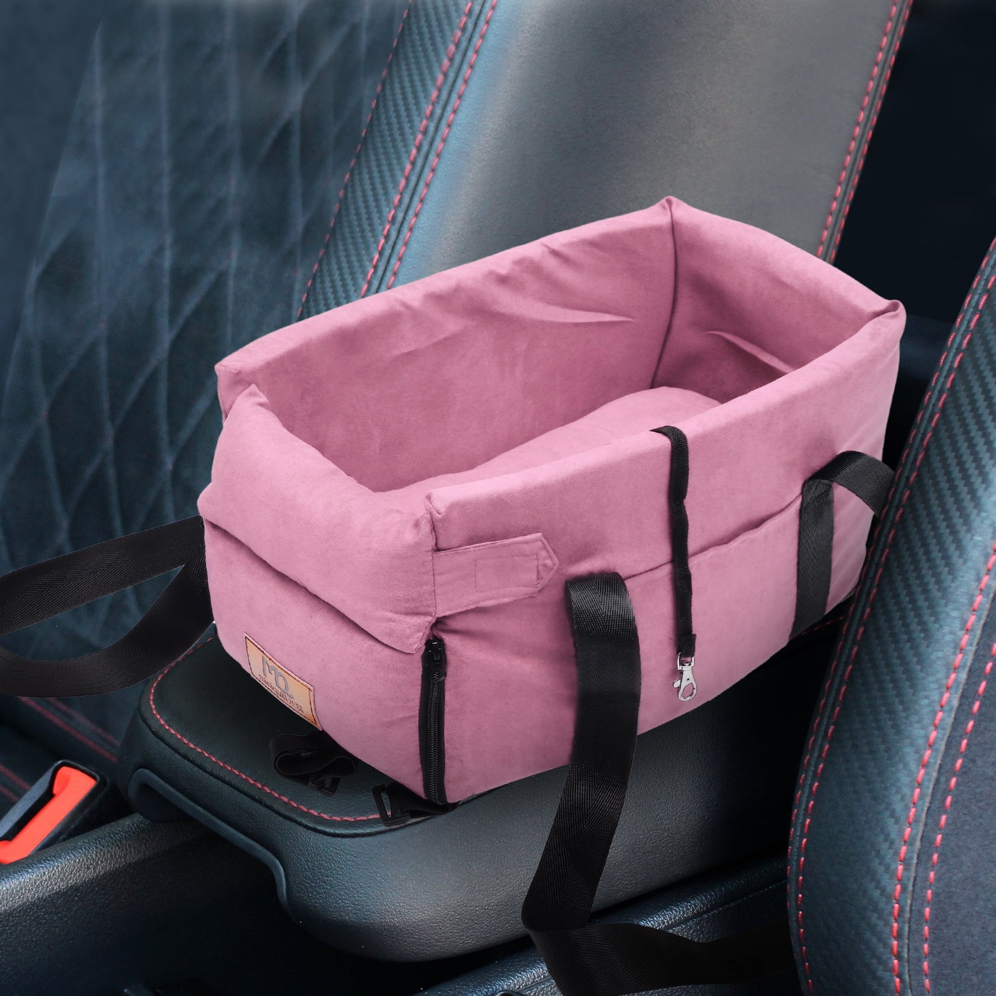 Unique Bargains Dog Car Seat Adjustable Straps Portable for Medium Small Sized Puppy Cat Seat Pets Travel Bed Pink