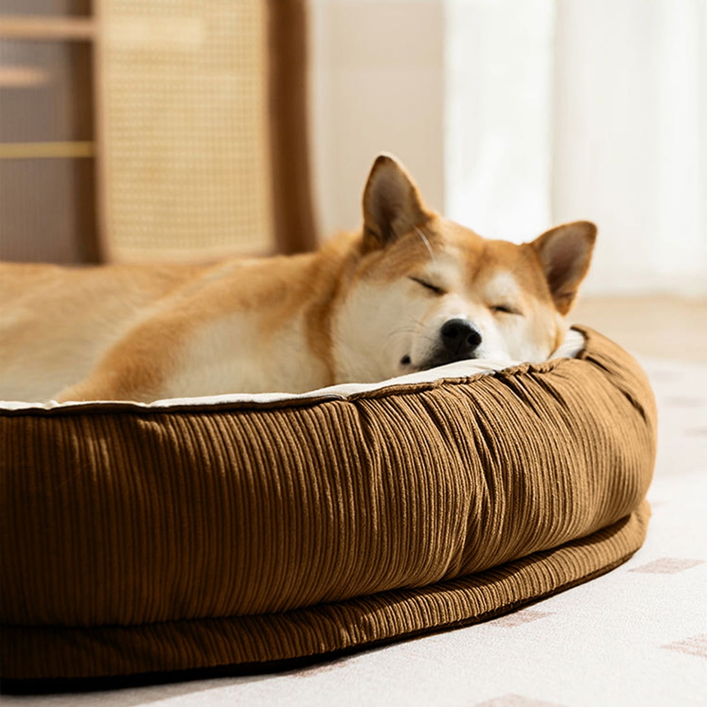 BGZLEU Orthopedic Dog Bed for Dogs Breeds, High Density Egg Crate Foam Dog Sofa Beds,Oval Kennel Bed, Pet Couch Bed with Four Sided Bolster, Removable Washable Cover& Non-Slip Bottom (Brown)