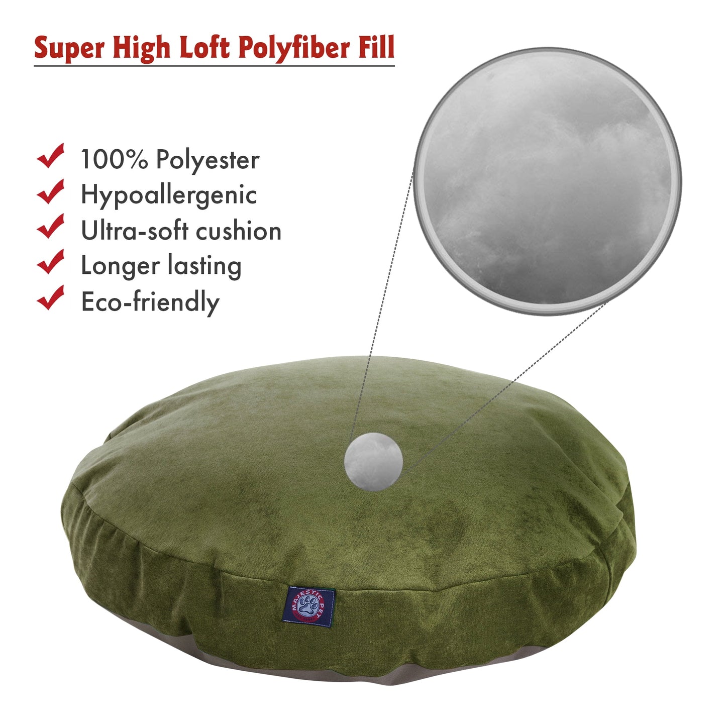 Majestic Pet | Villa Velvet Round Pet Bed For Dogs, Removable Cover, Fern, Small