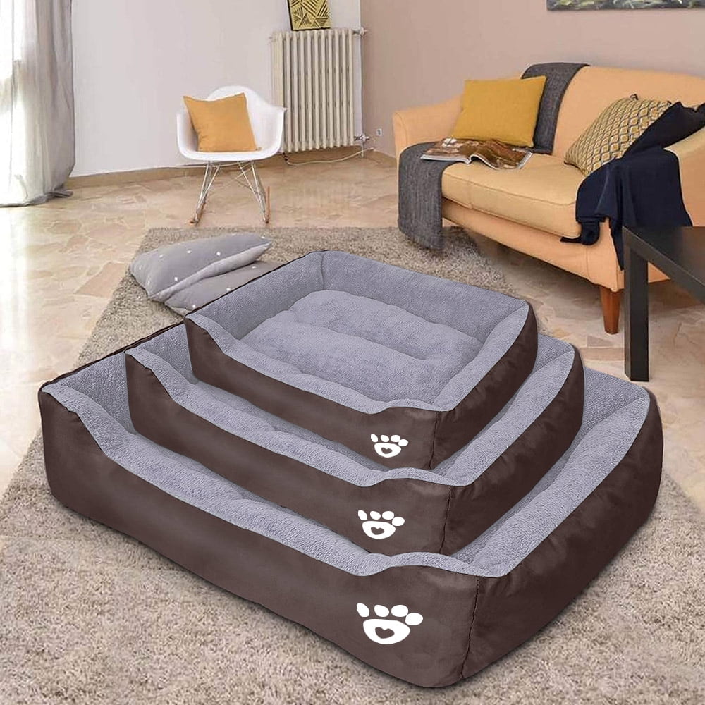 PETIMI Small Dog Beds, Rectangle Washable Pet Bed with Firm Breathable for Cats, Sleeping Orthopedic Small Beds(Brown)