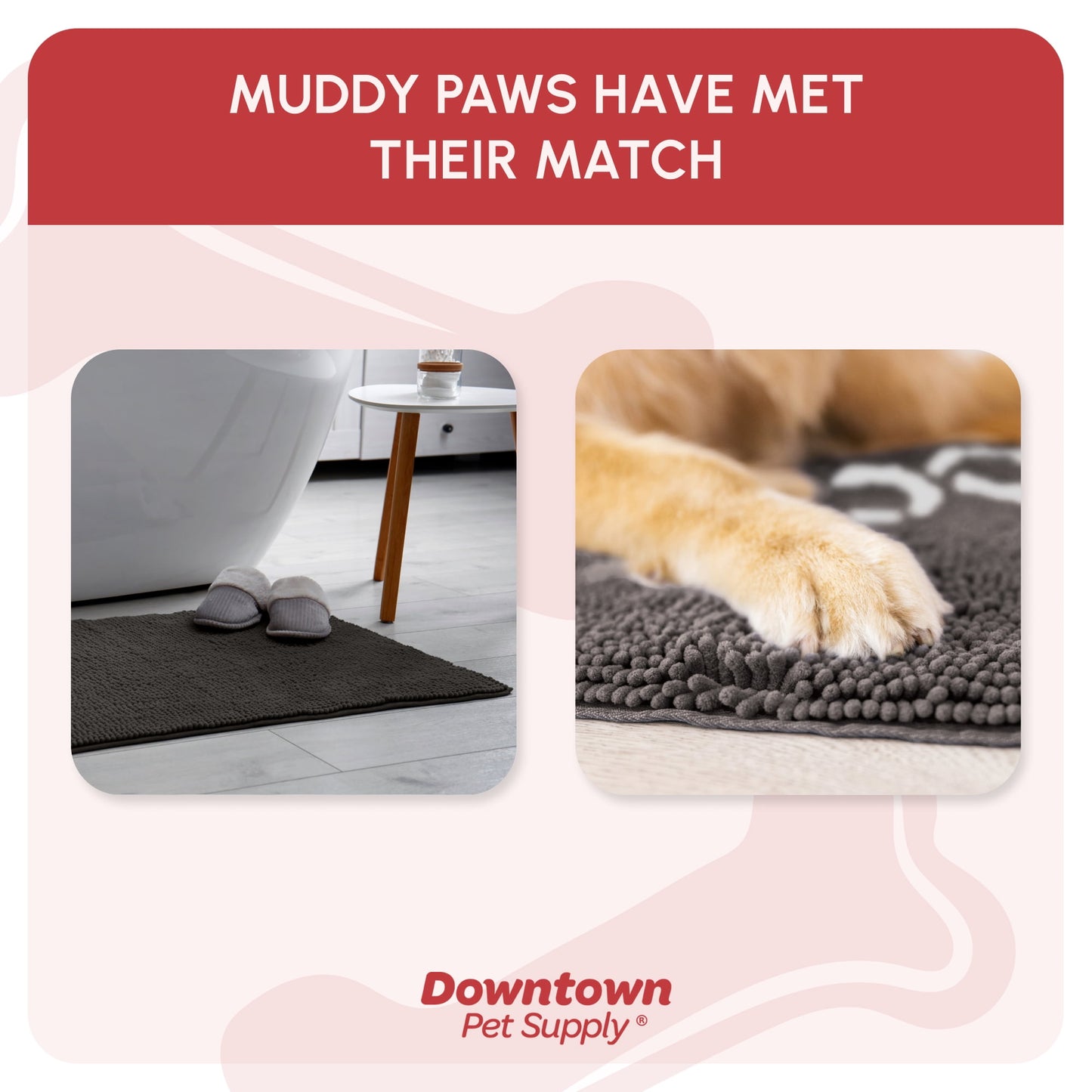 My Doggy Place Dog Mat for Muddy Paws, Washable Dog Door Mat, Ash, M