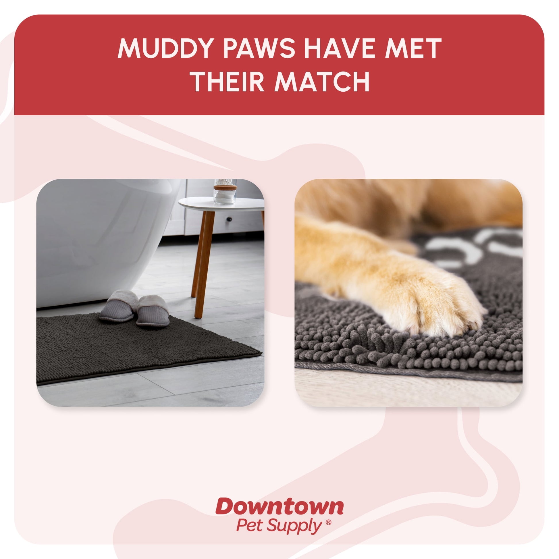My Doggy Place Dog Mat for Muddy Paws, Washable Dog Door Mat, Ash, M