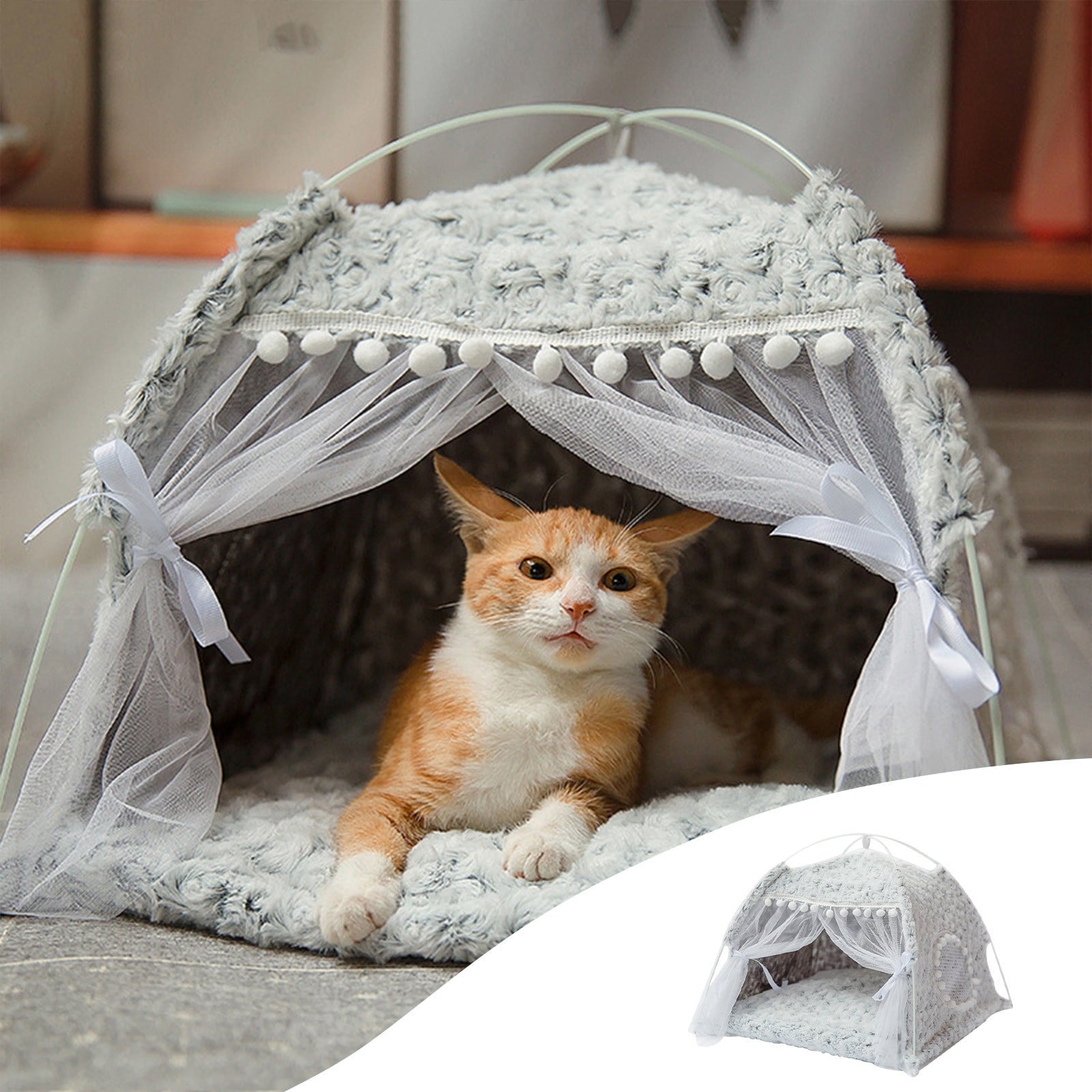 OAVQHLG3B Cats Dogs Bed For Indoor Cats Dogs Bed, Cats Dogs Cave Bed, Warm Enclosed Covered Cats Tent,Outdoor Cave Bed House For Cats,Puppy Or Small Pet With Ventilation