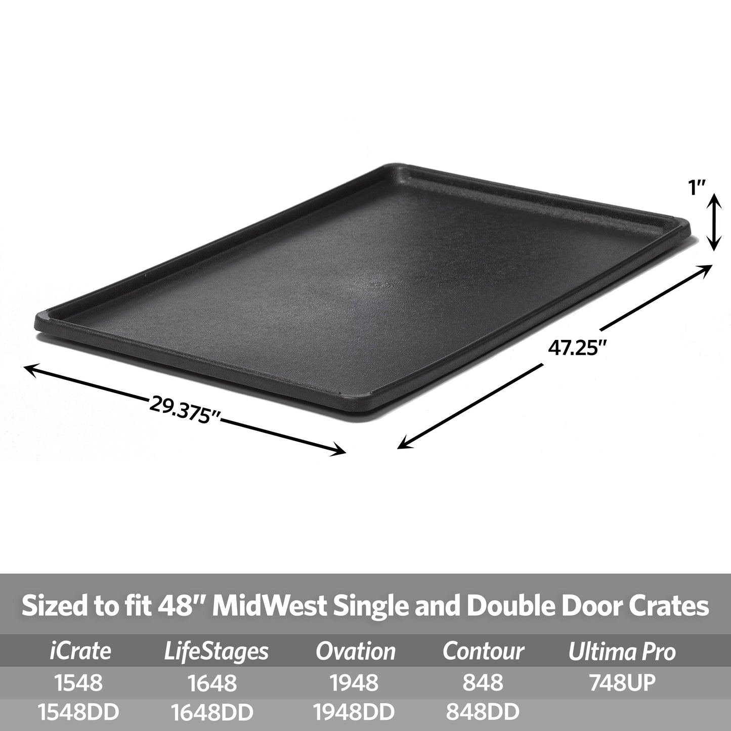 MidWest Homes for Pets Plastic Replacement Pan fits all MidWest Crates 48 Inch