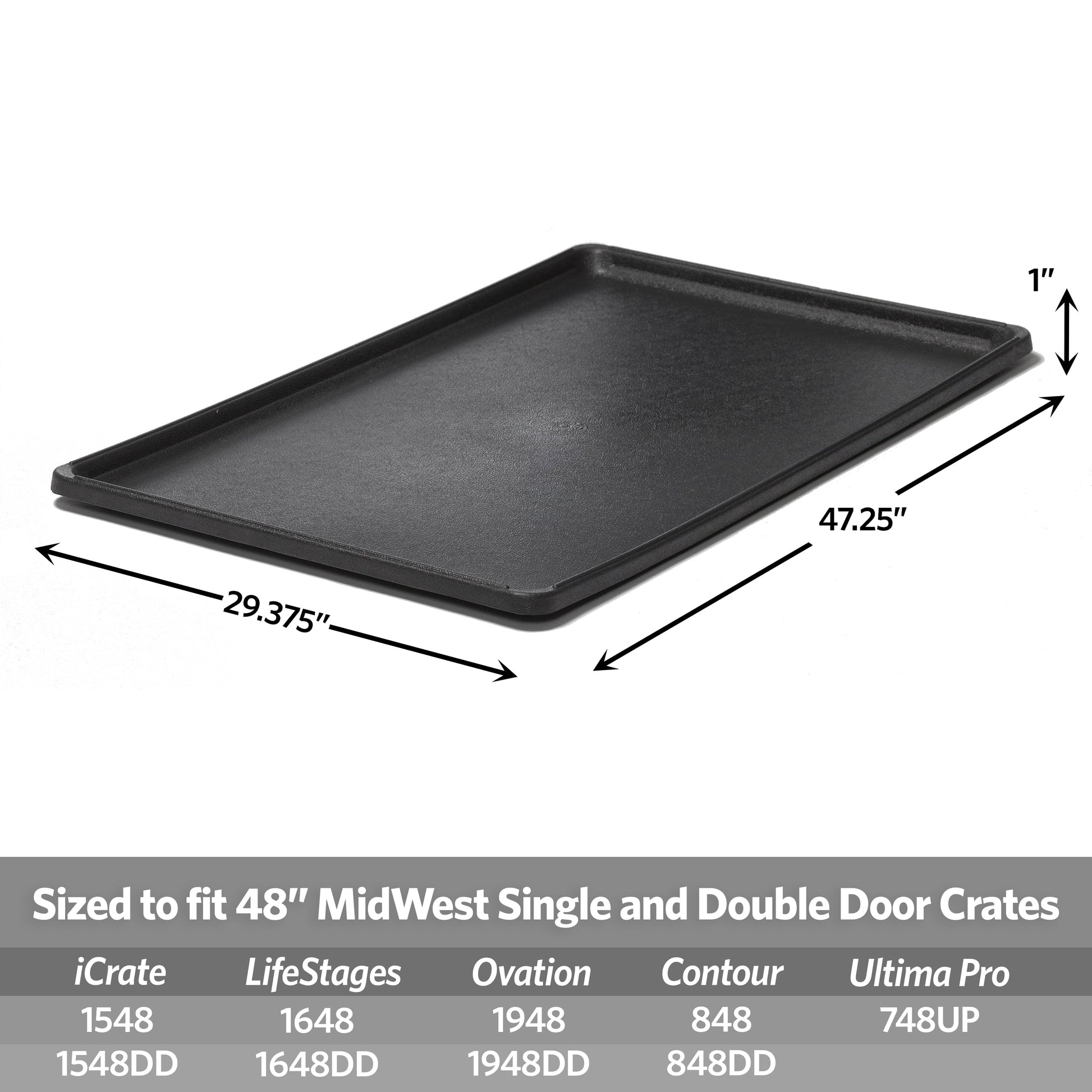 MidWest Homes for Pets Plastic Replacement Pan fits all MidWest Crates 48 Inch