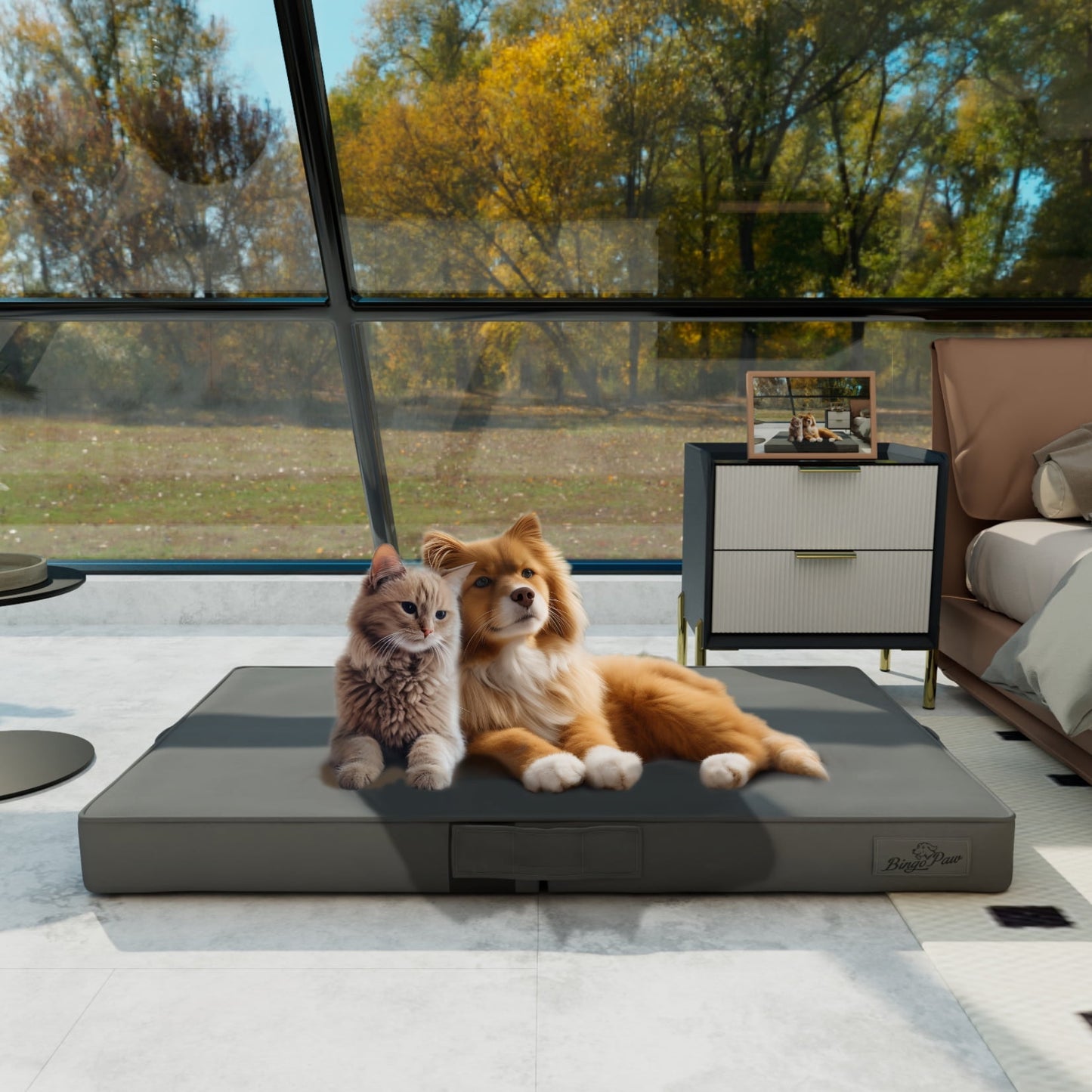 BingoPaw Foldable Breathable 3D Mesh Mattress Dog Bed, Wear-resistant Washable Removable Cover, Large