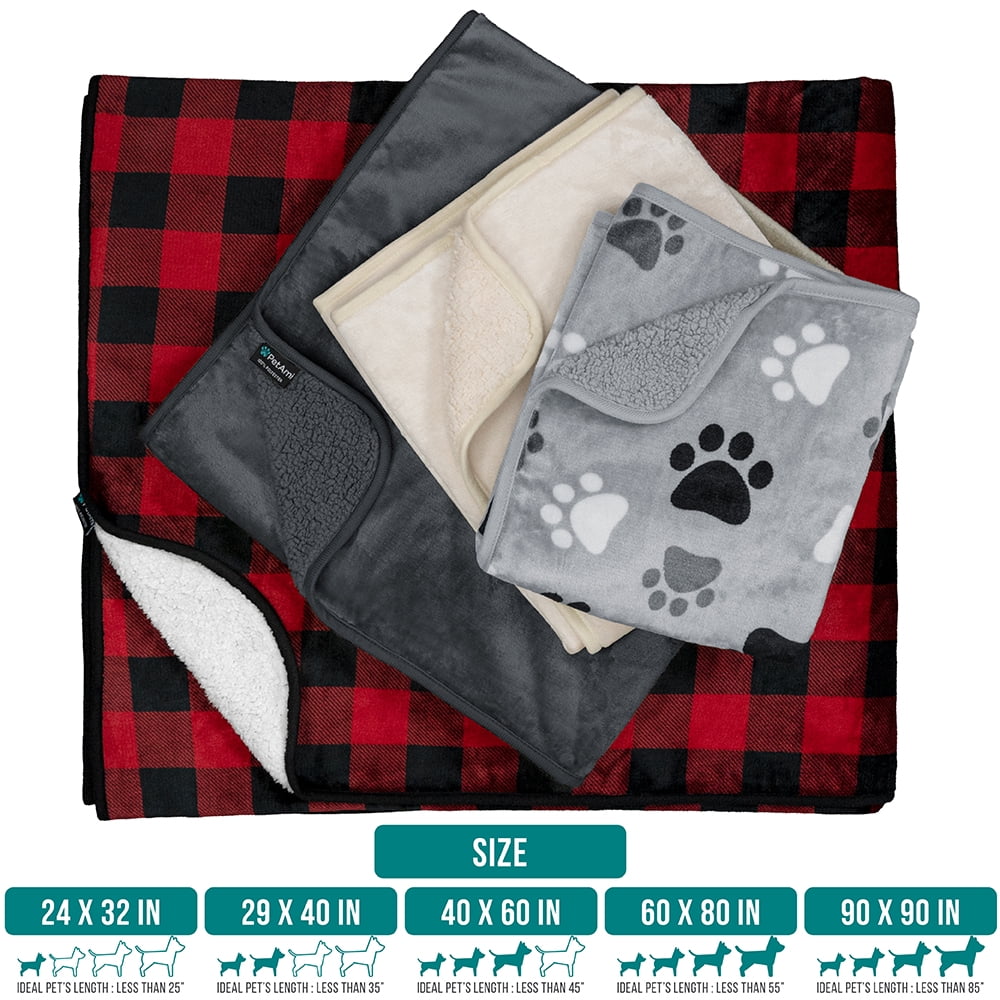 PetAmi Waterproof Dog Blanket For Small Medium Dogs, Pee Proof Pet Blanket Sherpa Fleece Couch Cover, Reversible Cat Throw Bed Sofa Protector, Soft Plush Washable Pad (Medium 29x40, Beige)