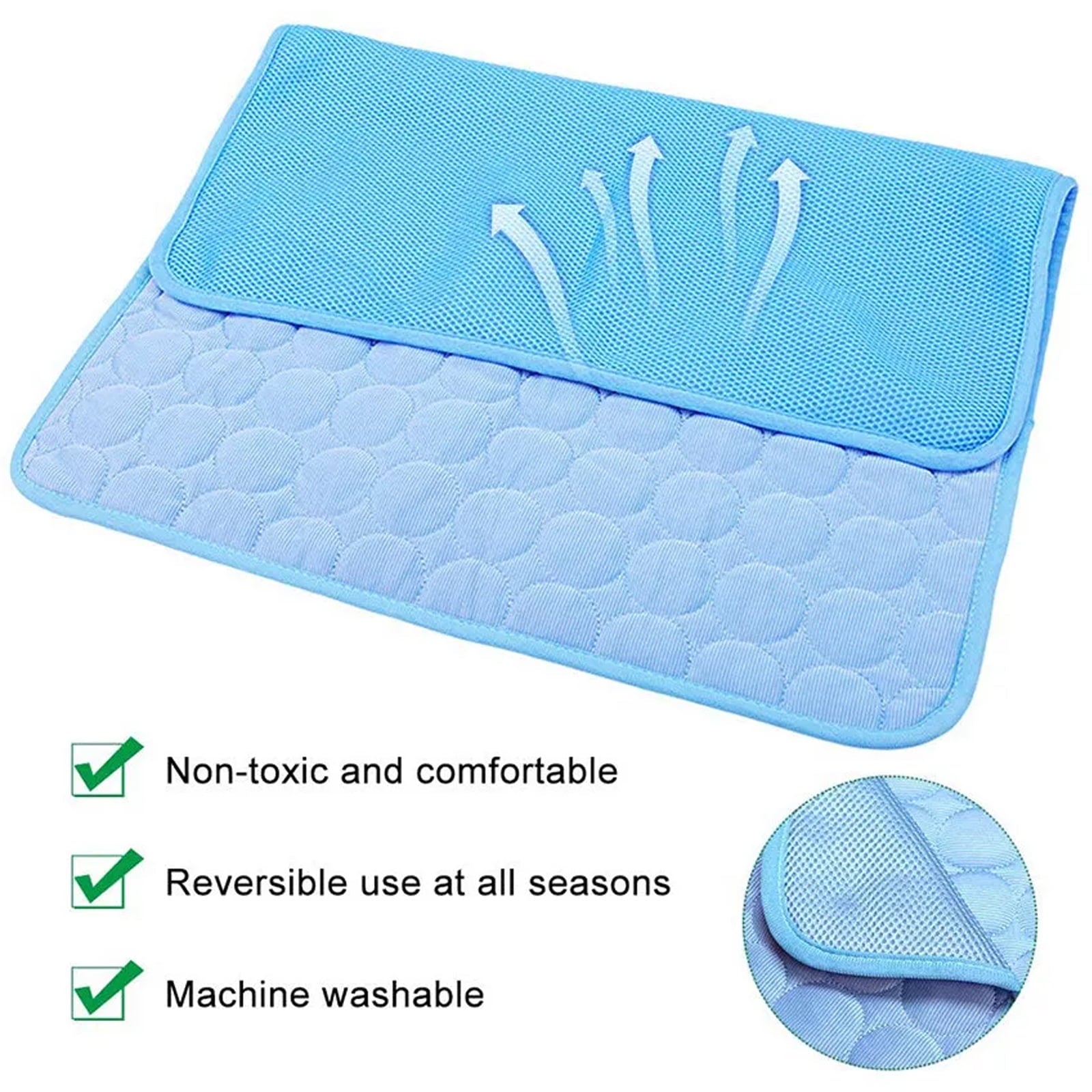 Soapow Pet Dog Cooling Mat, Foldable Self Cooling Pad, No Water or Refrigeration Required, Ice Silk Washable Sleeping Kennel Mat for Dog Cat Rabbit and Guinea Pig Cages, Large