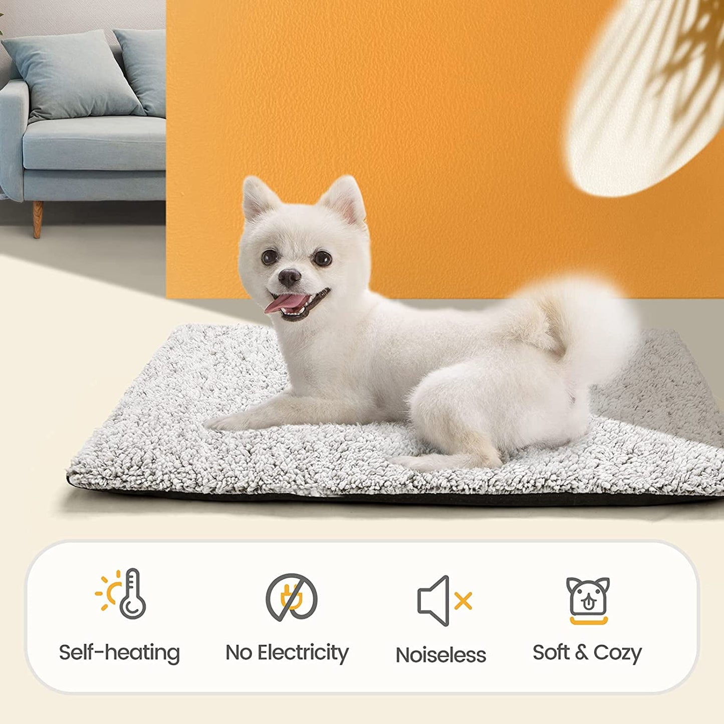 MANGOBOB Self Warming and Heating Cat and Dog Mat, 24 x 18 Inch, Non-Slip Bottom, Gray