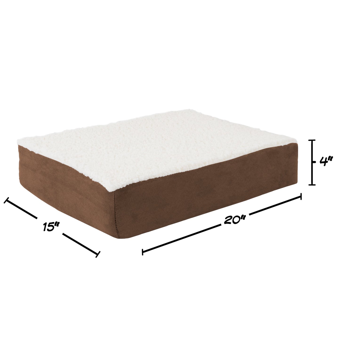 PETMAKER 20x15 Orthopedic Dog Bed with Memory Foam and Sherpa Cover, Brown