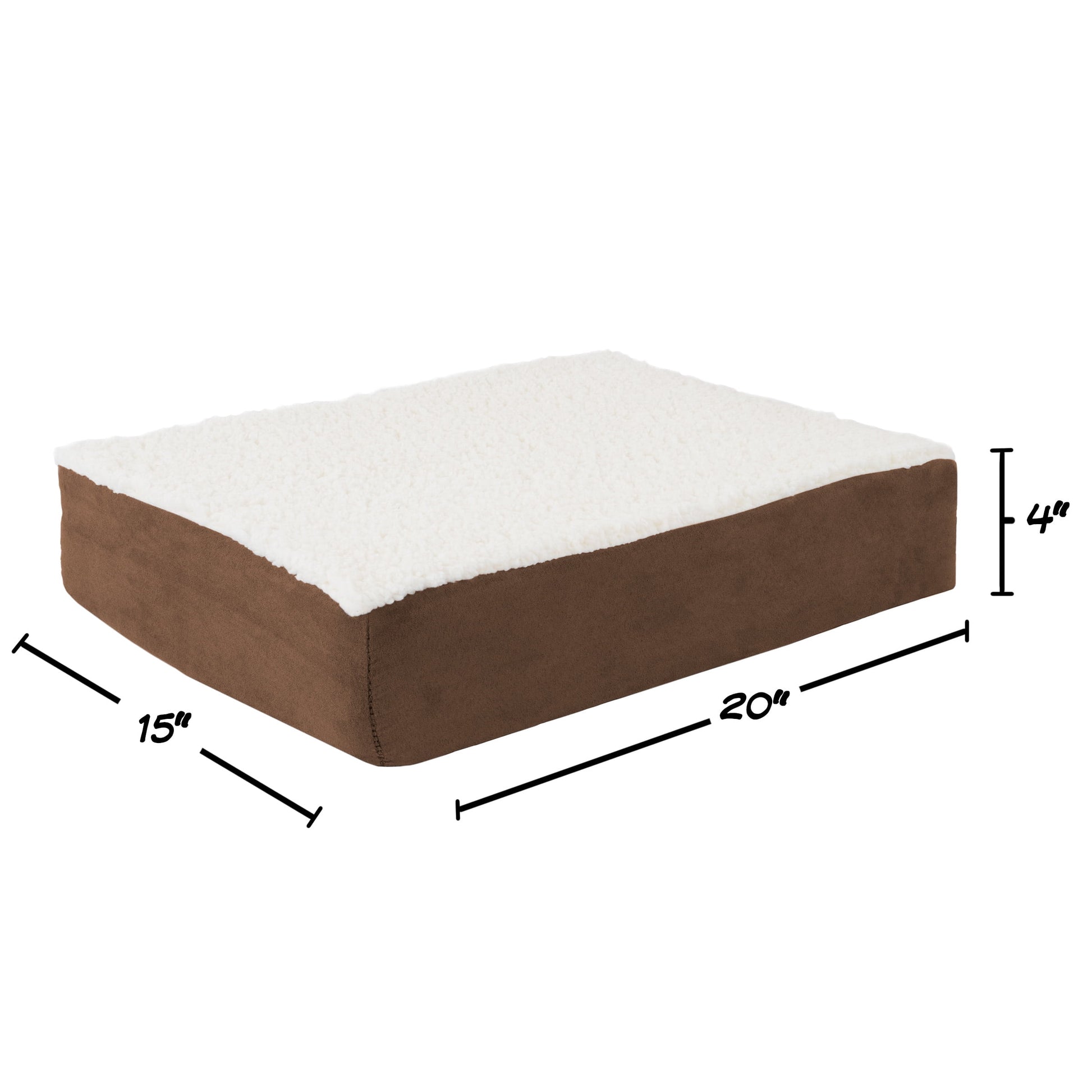 PETMAKER 20x15 Orthopedic Dog Bed with Memory Foam and Sherpa Cover, Brown