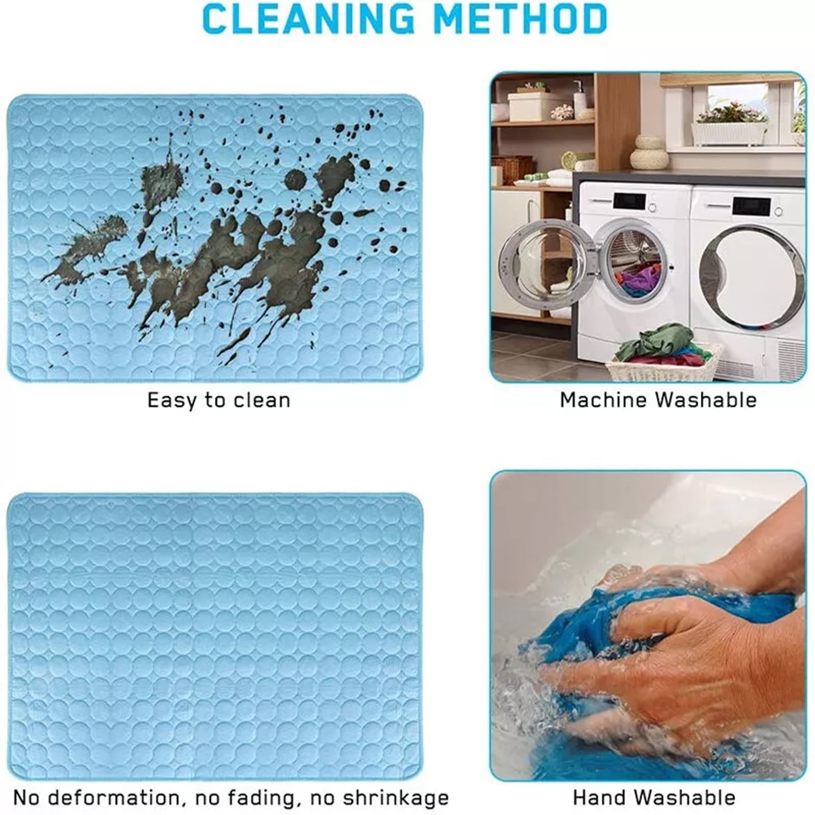 Soapow Pet Dog Cooling Mat, Foldable Self Cooling Pad, No Water or Refrigeration Required, Ice Silk Washable Sleeping Kennel Mat for Dog Cat Rabbit and Guinea Pig Cages, Large