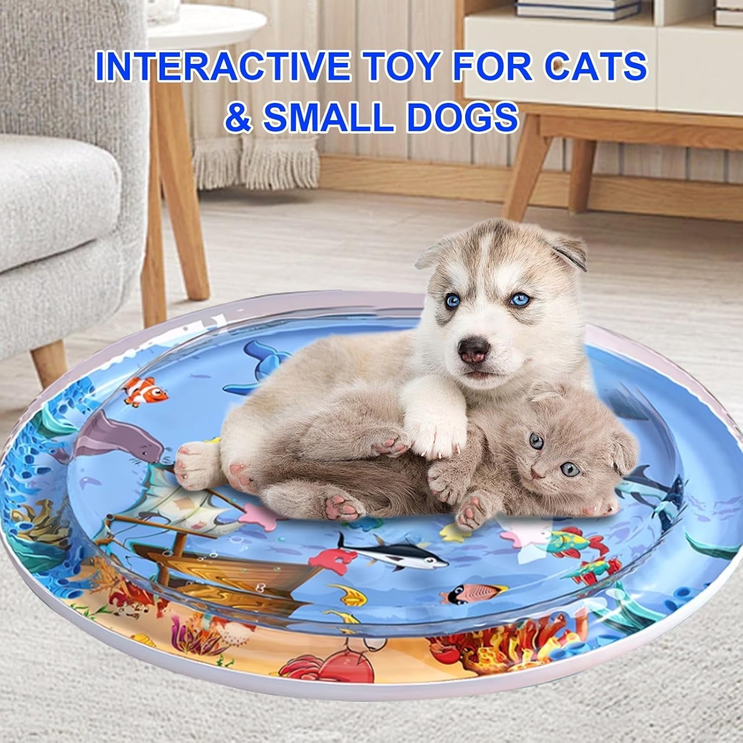 Pet Water Bed,Cat Water Mat 2025 Upgraded Thickened Sensory Water Palymat,Leak-Proof Sensory Playmat,Water Mat for Cats and Dogs,Anti-Scratch Design Waterbed for Indoor Cat & Dog