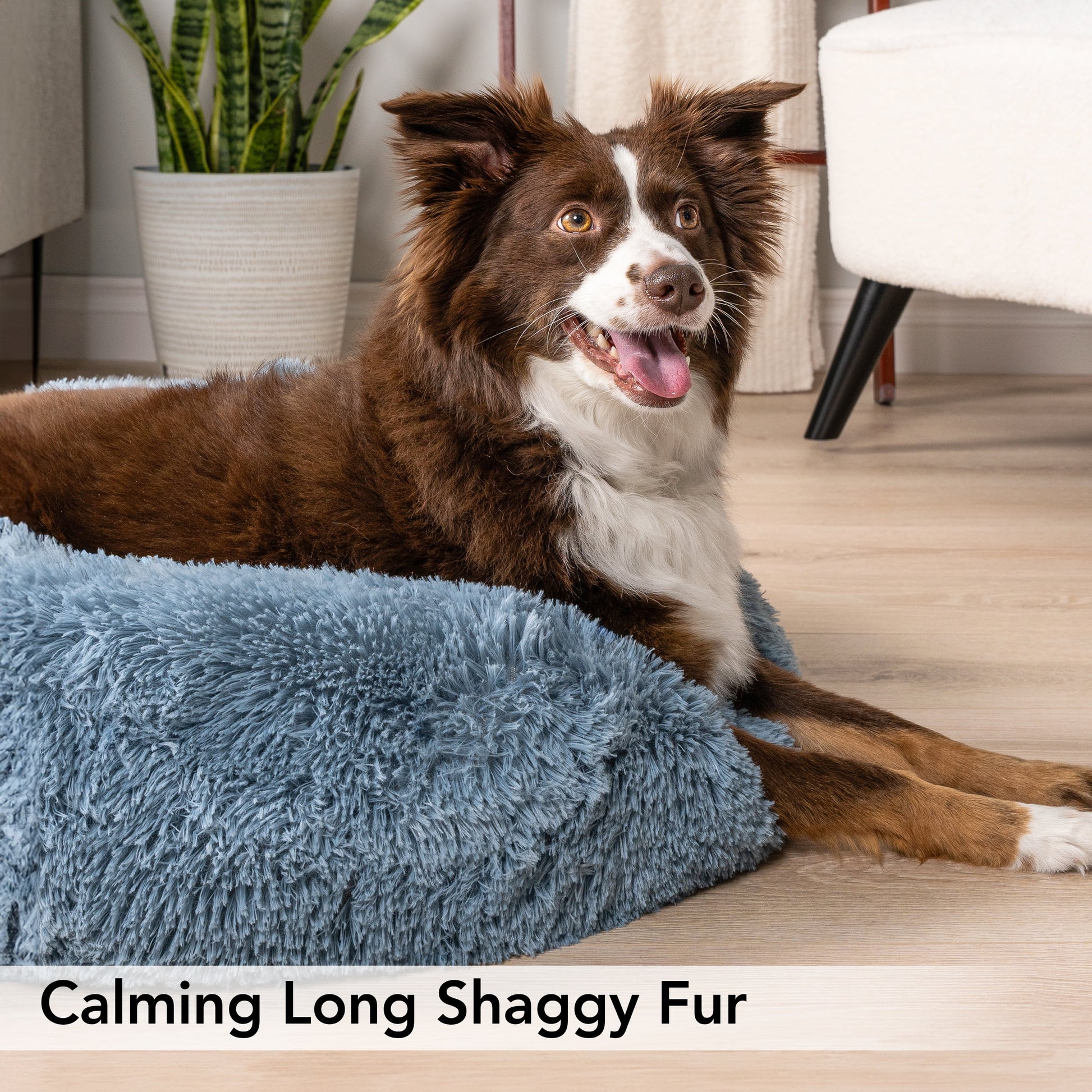 PetAmi Calming Dog Bed for Small Medium Dog Cat, Round Donut Dog Bed Washable, Fluffy Faux Fur Plush Cuddler Pet Kitten Cushion Bed, Anti-Slip, Fits up to 25 lbs, 23 inch, Dusty Blue