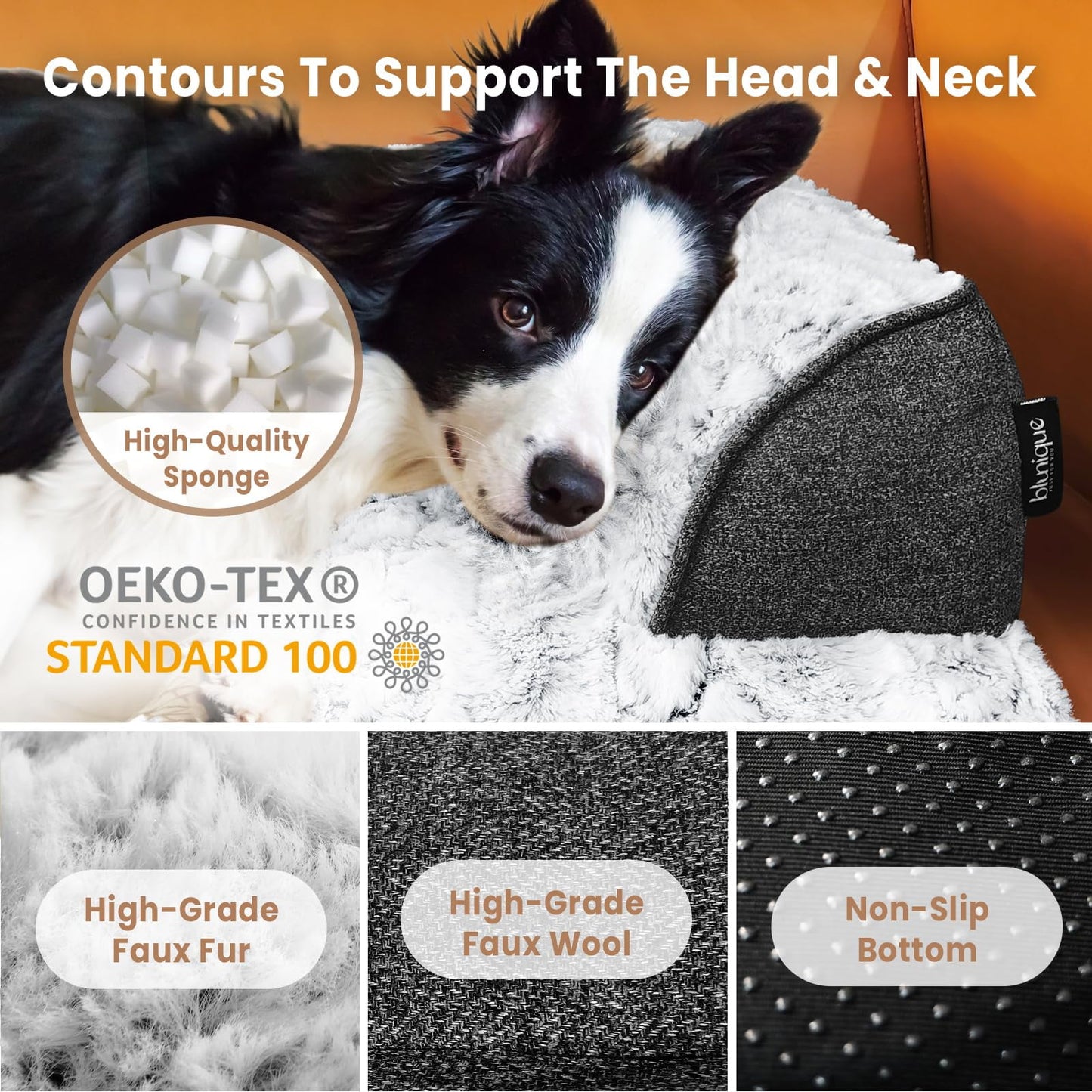 Blunique Dog Couch Bed Waterproof Pet Sofa Protector Detachable Cushion Washable, Gray 41 x 37 inch