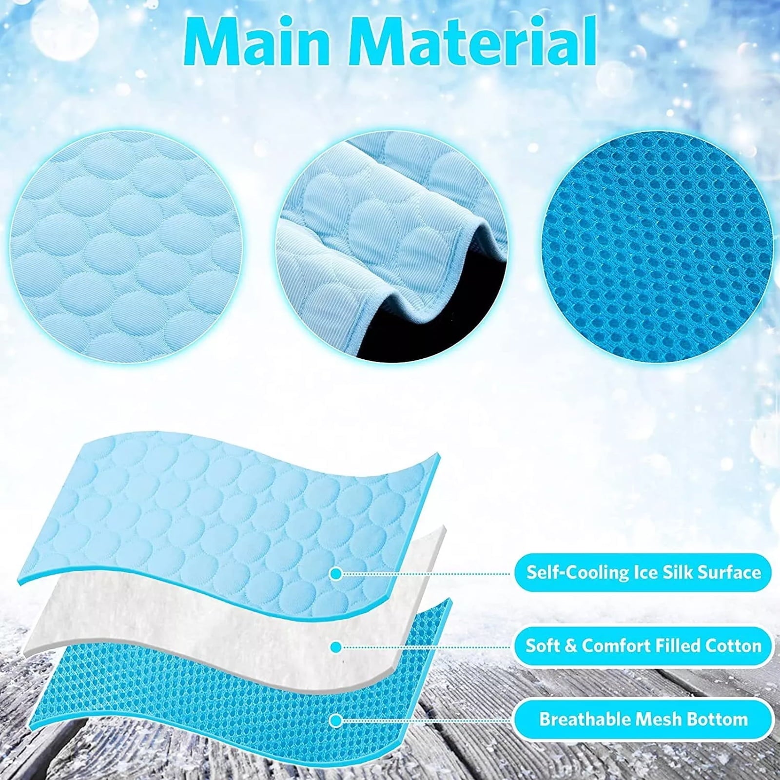 Soapow Pet Dog Cooling Mat, Foldable Self Cooling Pad, No Water or Refrigeration Required, Ice Silk Washable Sleeping Kennel Mat for Dog Cat Rabbit and Guinea Pig Cages, Large