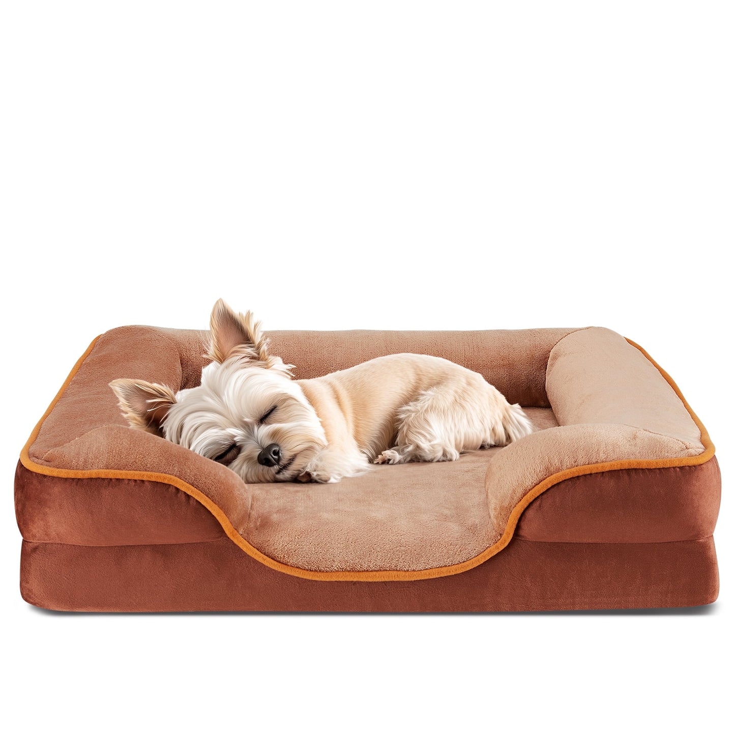 edx Orthopedic Dog Bed, Comfortable Pet Sofa, Supportive Foam Pet Sofa with Non-Slip Base, Machine Washable and Removable Cover, Waterproof Design, 24"x18"in, Brown