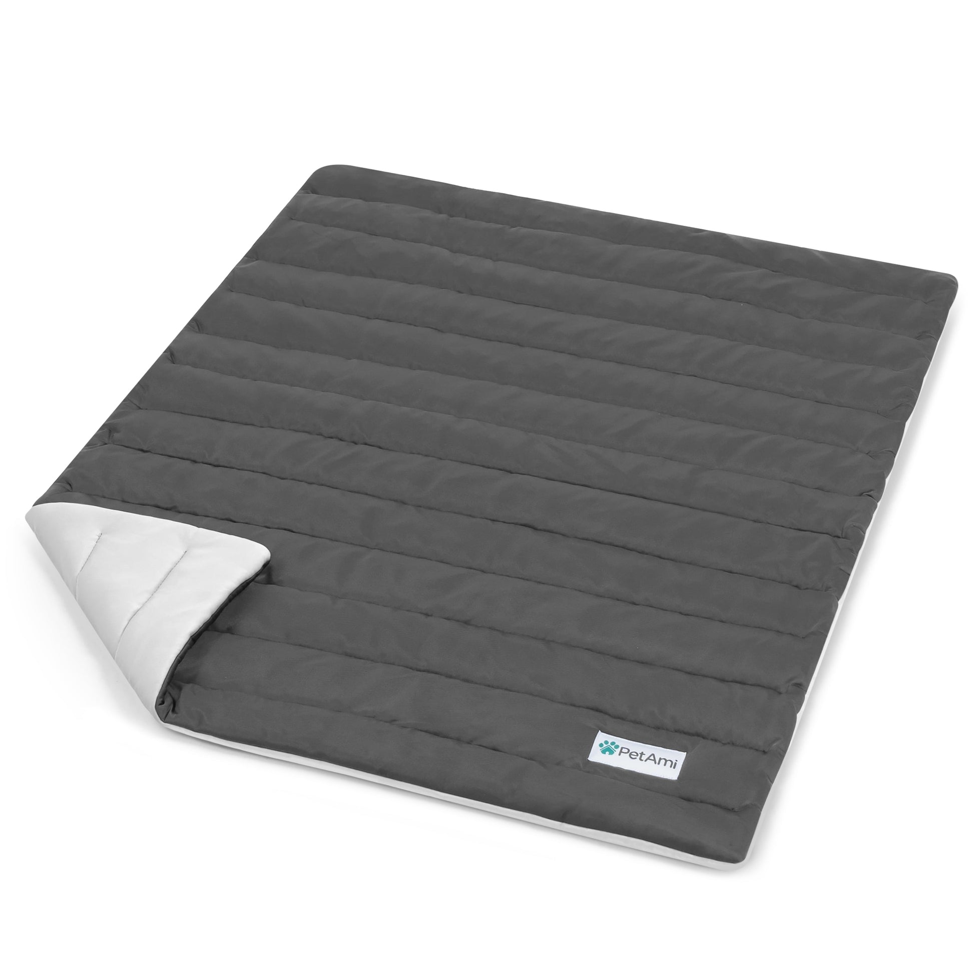 PetAmi Cooling Mat for Dog, Premium Pet Cooling Blanket for Crate Kennel, Indoor Cat Cool Sleeping Pad, Q-MAX Cold Sofa Couch Cover for Summer, Gray/Light Grey, Medium (29x40)