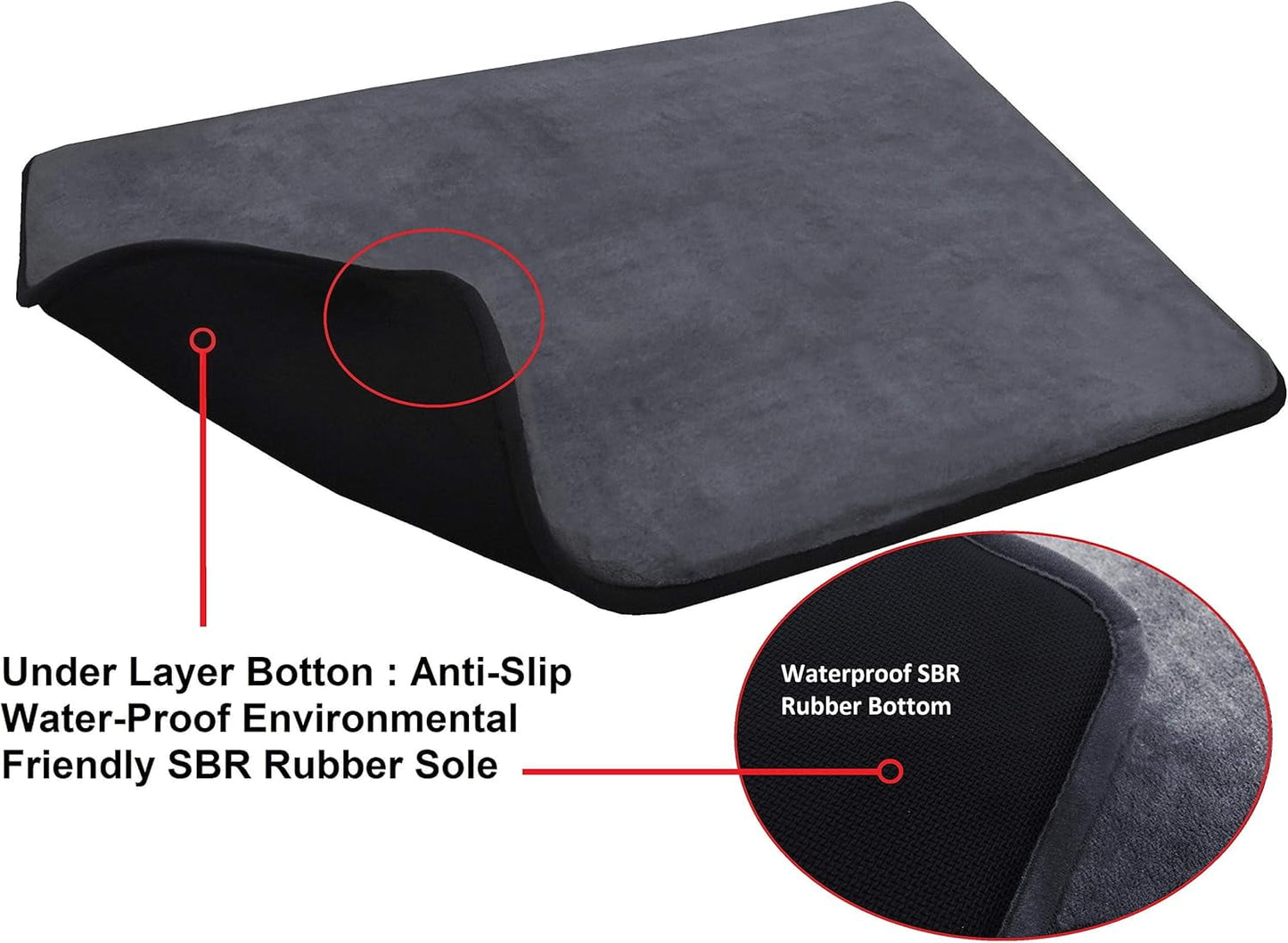 Dogbed4less Large Waterproof Memory Foam Pet Bed with Anti-Slip Bottom, Gray