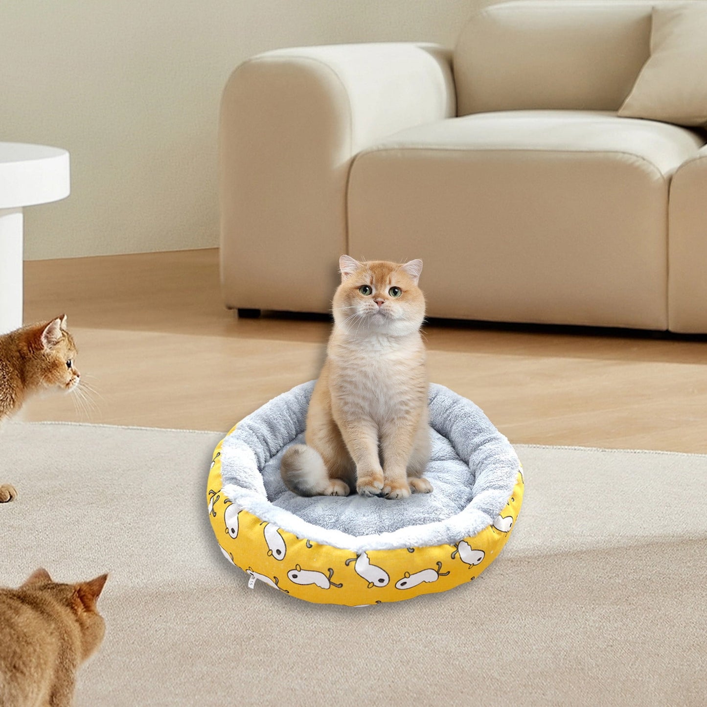Staron Cat Houses for Indoor Cats (Yellow), Cat Beds for Indoor Cats Pet Small Dog Medium Kennel Carrier Round Comfortable And Soft