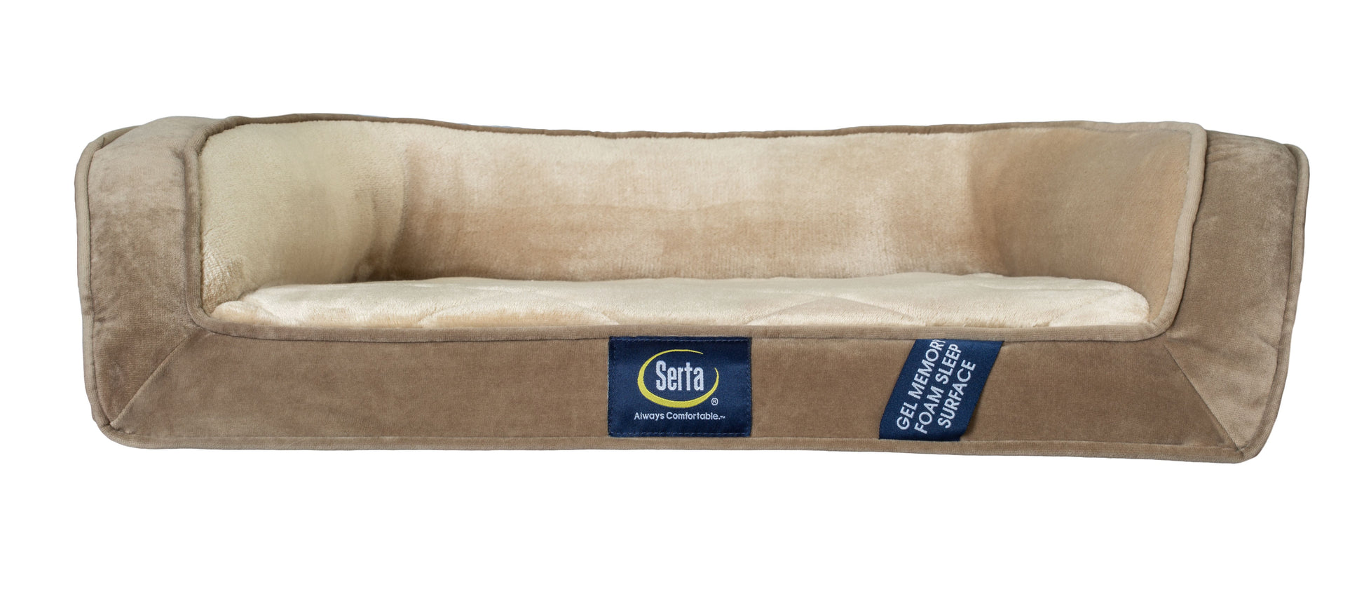 Serta Gel Memory Foam Quilted Ortho Couch Dog Bed, Small Brown