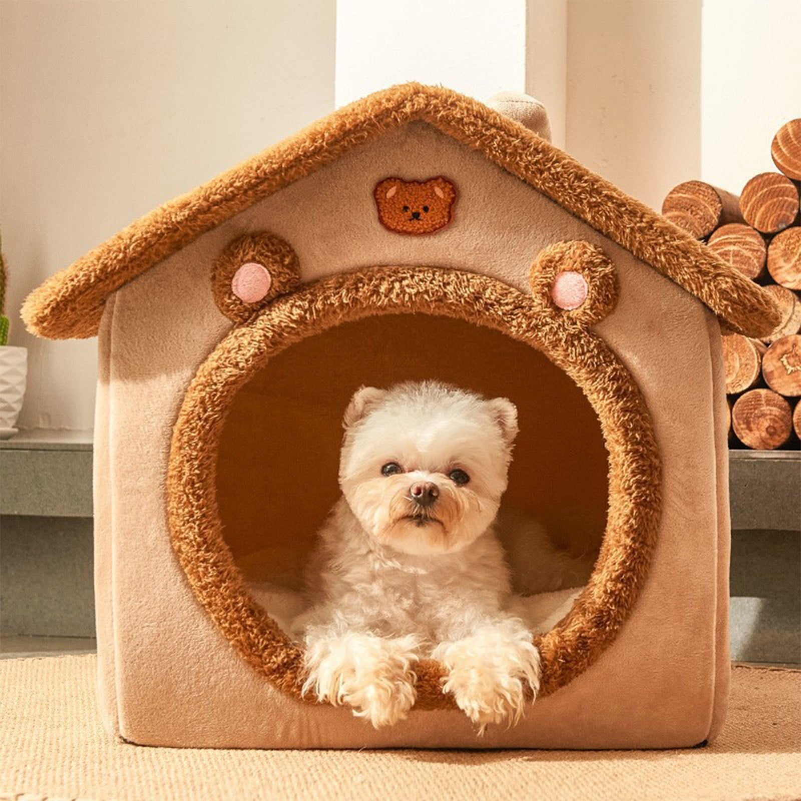 kkbbma Black of Friday Deals Dog House Indoor - Foldable Soft Kennel Bed Warm Cats House Puppy Cave With Cushion For Small Medium Large Dogs Cats