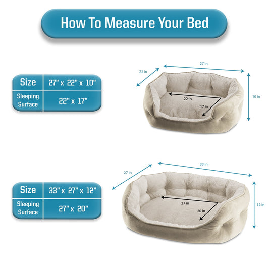 Arlee Cozy Oval Round Cuddler Pet Dog Bed - Memory Foam - Chew Resistant - Medium/Large (choose your color)