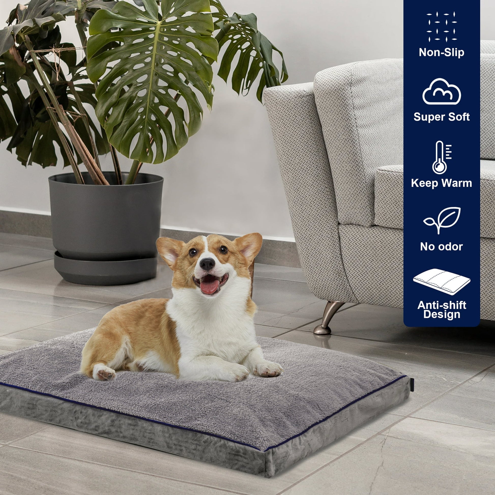 Subrtex Dog Bed for Large, Medium and Small Dogs with Removable Washable Cover (30"x21"x3")