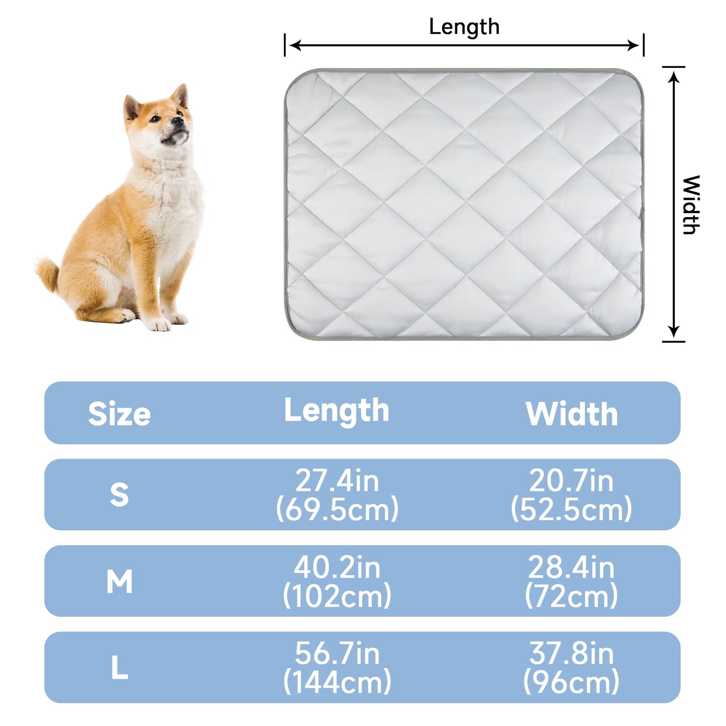 Langsprit Dog Cooling Mat for Pet Cats, Washable Breathable Ice Nylon Cooling Pad Summer Blanket for Kennels Crates Sofa Car Seats, Grey, Small
