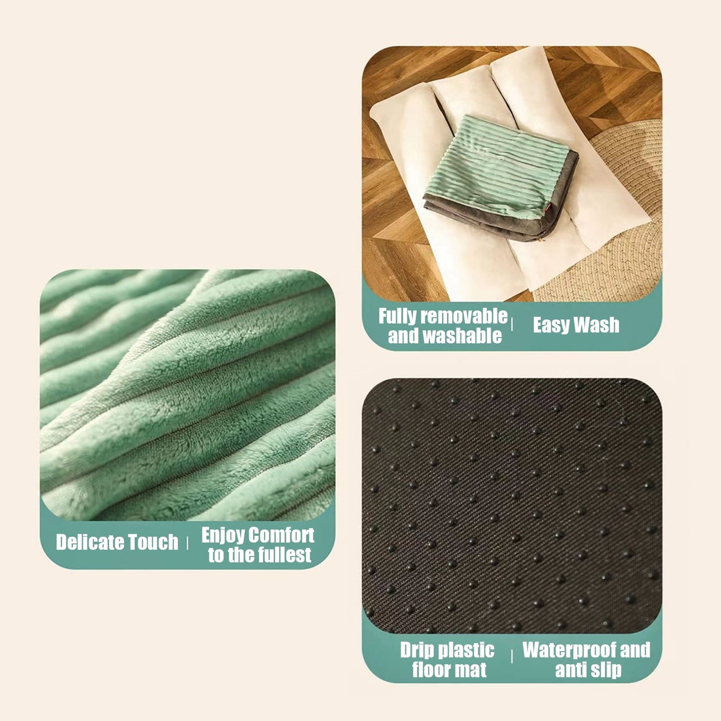 Clearance & Promo, Thickened Warm Dog Kennel, Removable Washable Corduroy Pet Bed for Medium and Large Dogs Discount Bonanza | Cloth, Green, Angeler