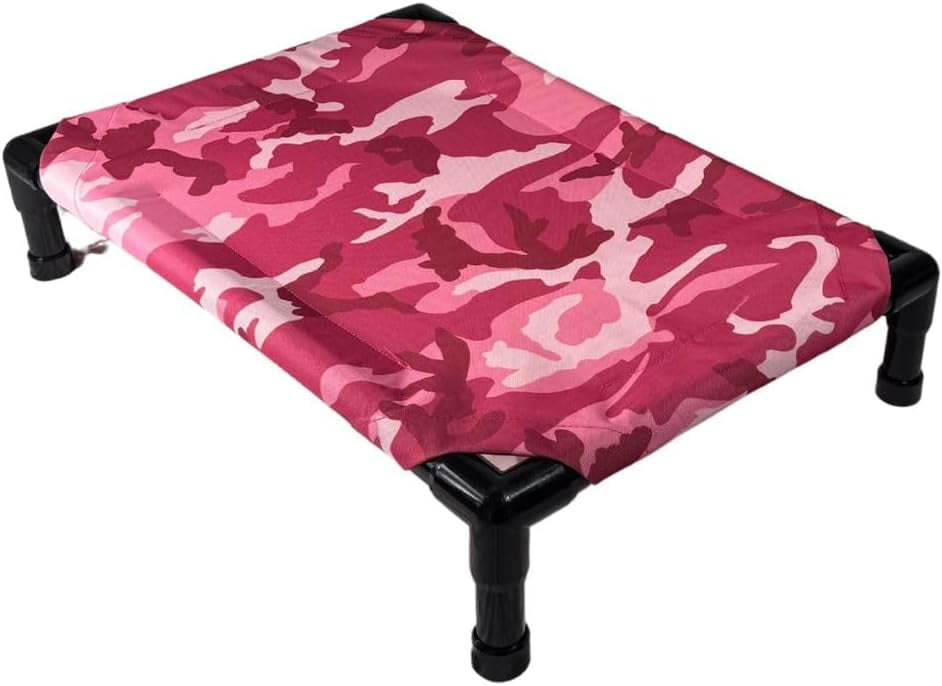 Pink Camo – Easy-to-Clean Handcrafted Elevated, Cot-Style Dog Bed