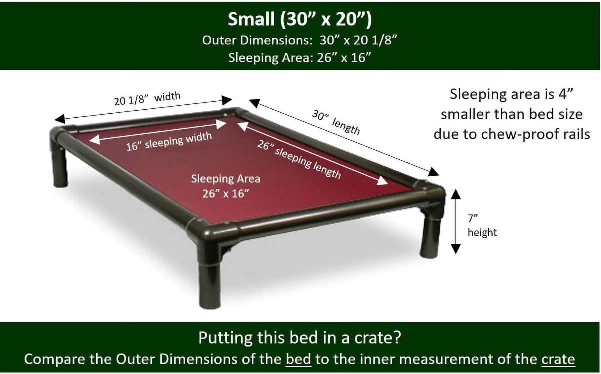 Kuranda Orthopedic Chewproof Elevated Dog Bed - Outdoor - Almond PVC Frame - Ballistic Nylon Fabric